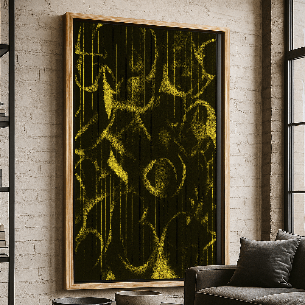 Canvas Print : "Golden Black Shadows" – Abstract Black & Yellow Canvas Art | Modern Wall Decor | Rossetti Art
