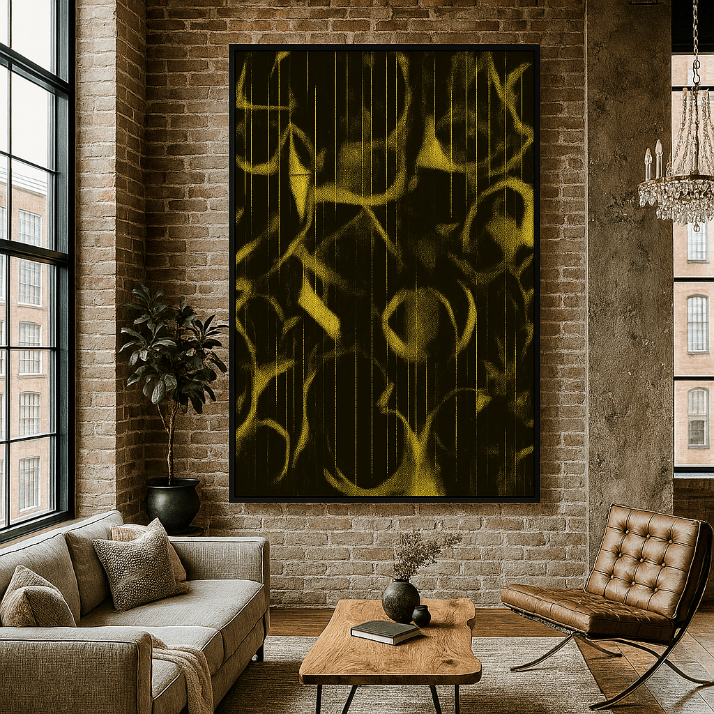 Canvas Print : "Golden Black Shadows" – Abstract Black & Yellow Canvas Art | Modern Wall Decor - Chiara Rossetti