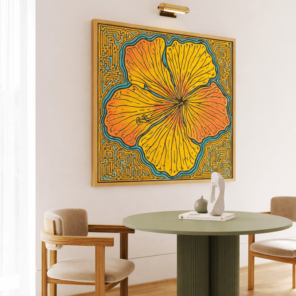 Canvas Print: Golden Bloom – Modern Abstract Floral Original Painting by Chiara Rossetti modern abstract canvas wall art by Rossetti Art – luxury interior design artwork for living room, bedroom, office – abstract wall art botanical canvas print art