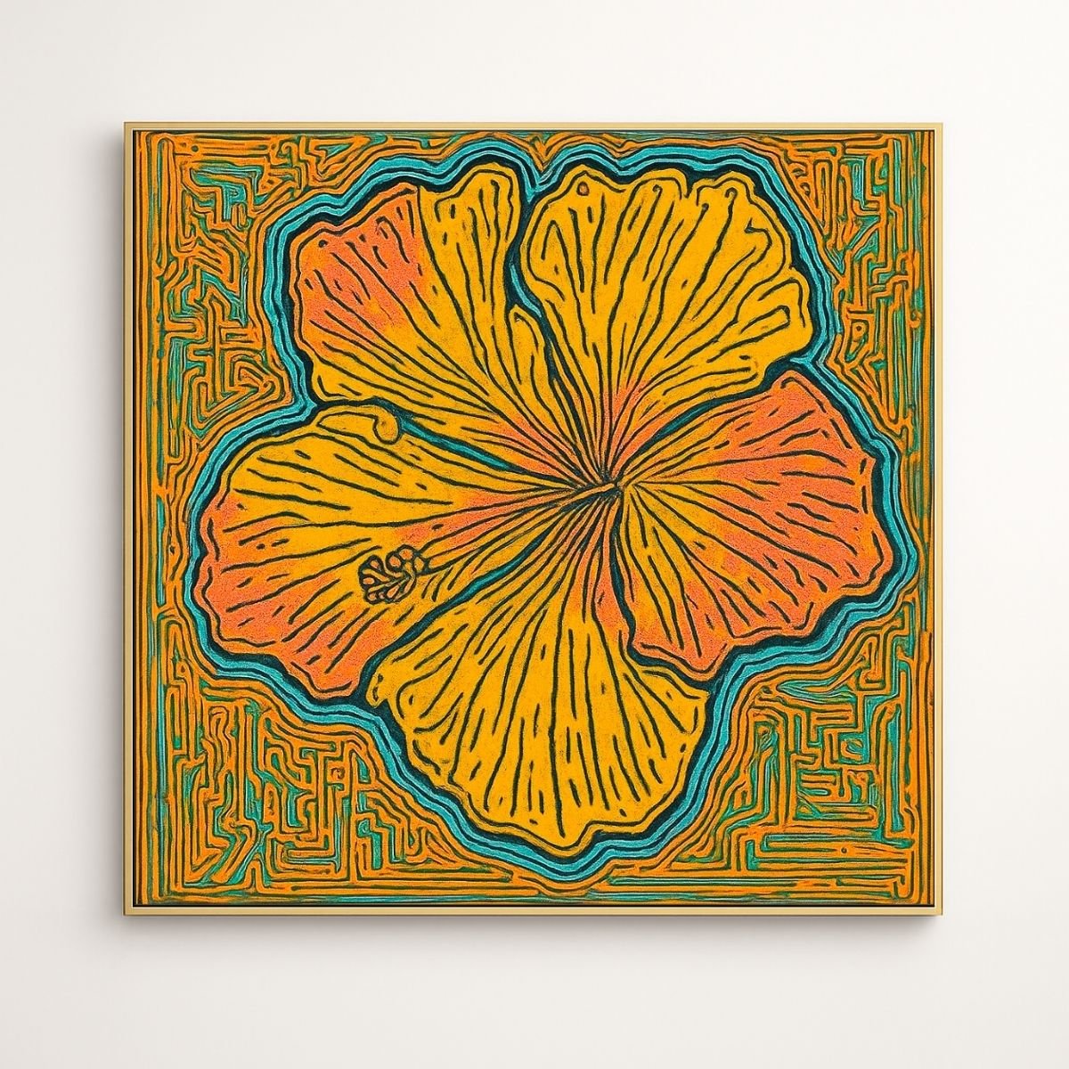 Canvas Print: Golden Bloom – Modern Abstract Floral Original Painting by Chiara Rossetti modern abstract canvas wall art by Rossetti Art – luxury interior design artwork for living room, bedroom, office – abstract wall art botanical canvas print art