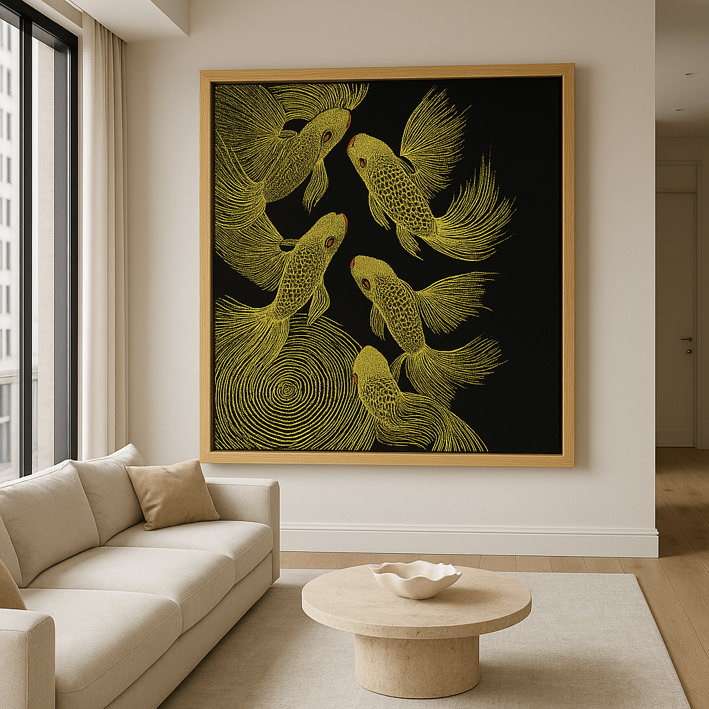 Canvas Print : Golden Drift - Koi Fish Gold Canvas Art by Chiara Rosetti - Chiara Rossetti