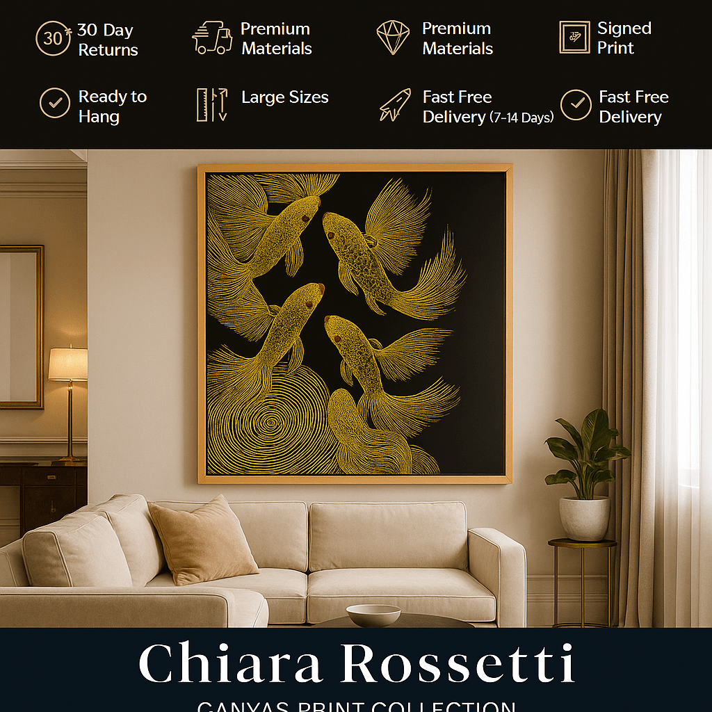 Canvas Print : Golden Drift - Koi Fish Gold Canvas Art by Chiara Rosetti - Chiara Rossetti