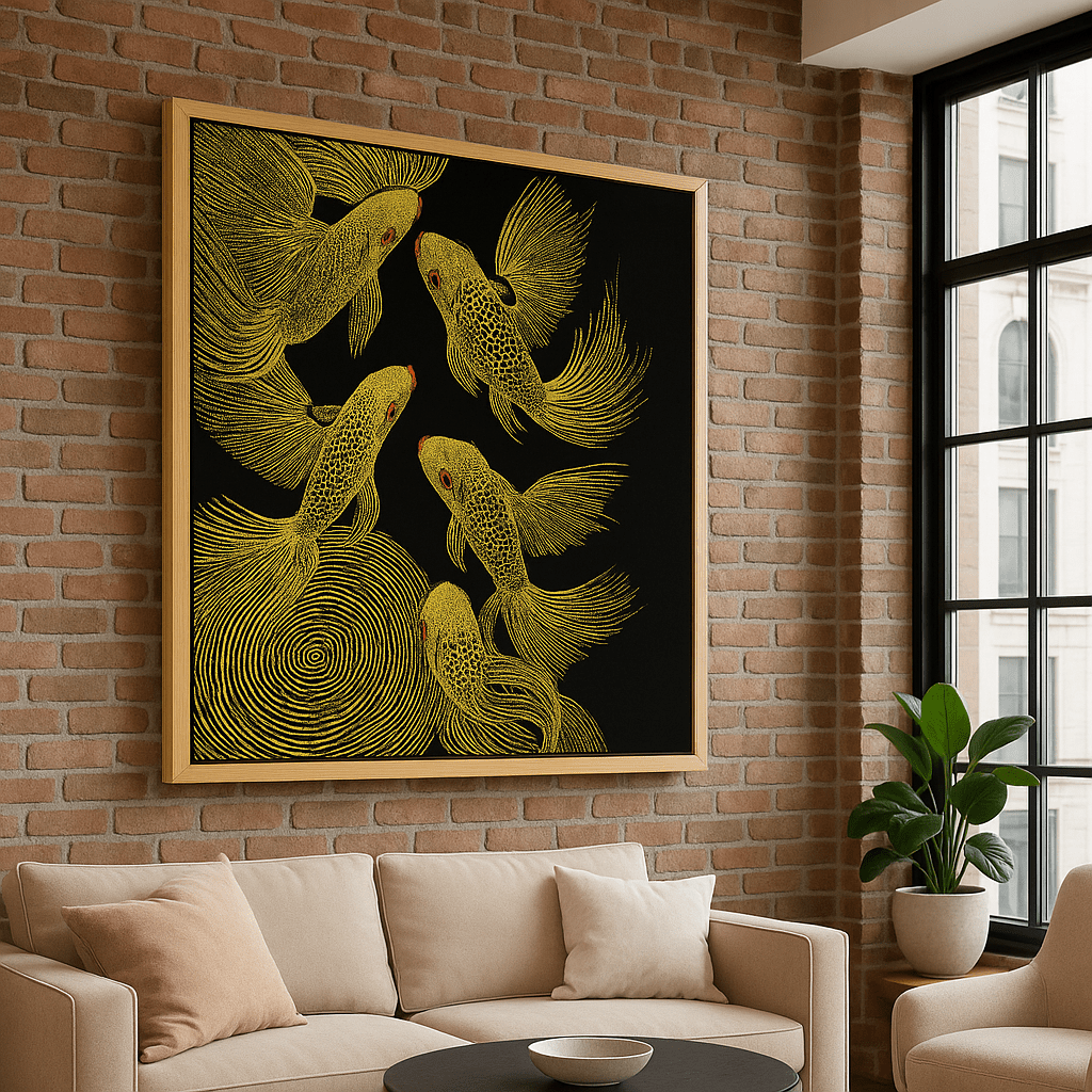 Canvas Print : Golden Drift - Koi Fish Gold Canvas Art by Chiara Rosetti - Chiara Rossetti