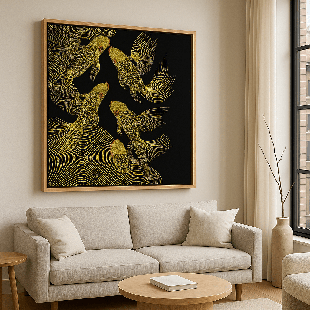 Canvas Print : Golden Drift - Koi Fish Gold Canvas Art by Chiara Rosetti - Chiara Rossetti