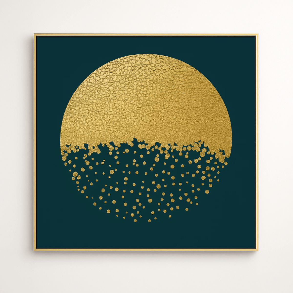 Canvas Print: Golden Eclipse – Modern Abstract Gold Circle Canvas Print | Luxury Minimalist Wall Art by Rossetti Art modern abstract canvas wall art by Rossetti Art – luxury interior design artwork for living room, bedroom, office – abstractnew canvas print art Chiara Rossetti