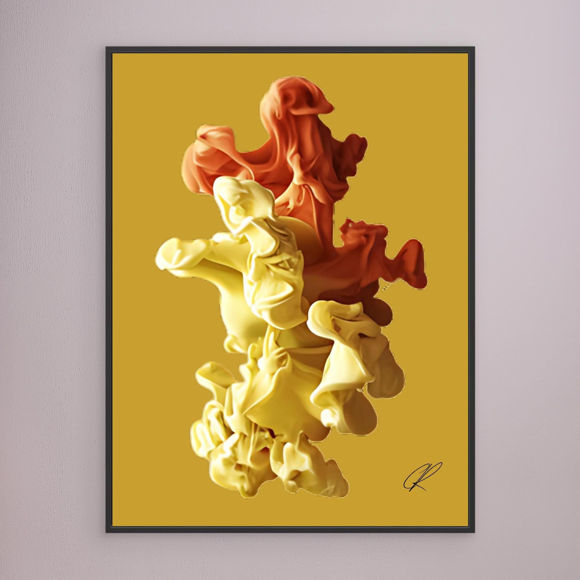 Canvas Print: Golden Ember Bloom – Contemporary Canvas Wall Art modern abstract canvas wall art by Rossetti Art – luxury interior design artwork for living room, bedroom, office – Abstract Canvas Art Creative Wall Piece Framed Canvas Artwork