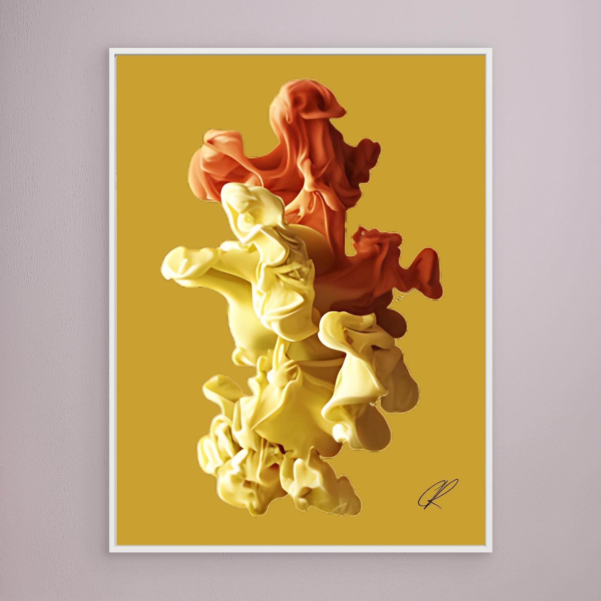 Canvas Print: Golden Ember Bloom – Contemporary Canvas Wall Art modern abstract canvas wall art by Rossetti Art – luxury interior design artwork for living room, bedroom, office – Abstract Canvas Art Creative Wall Piece Framed Canvas Artwork