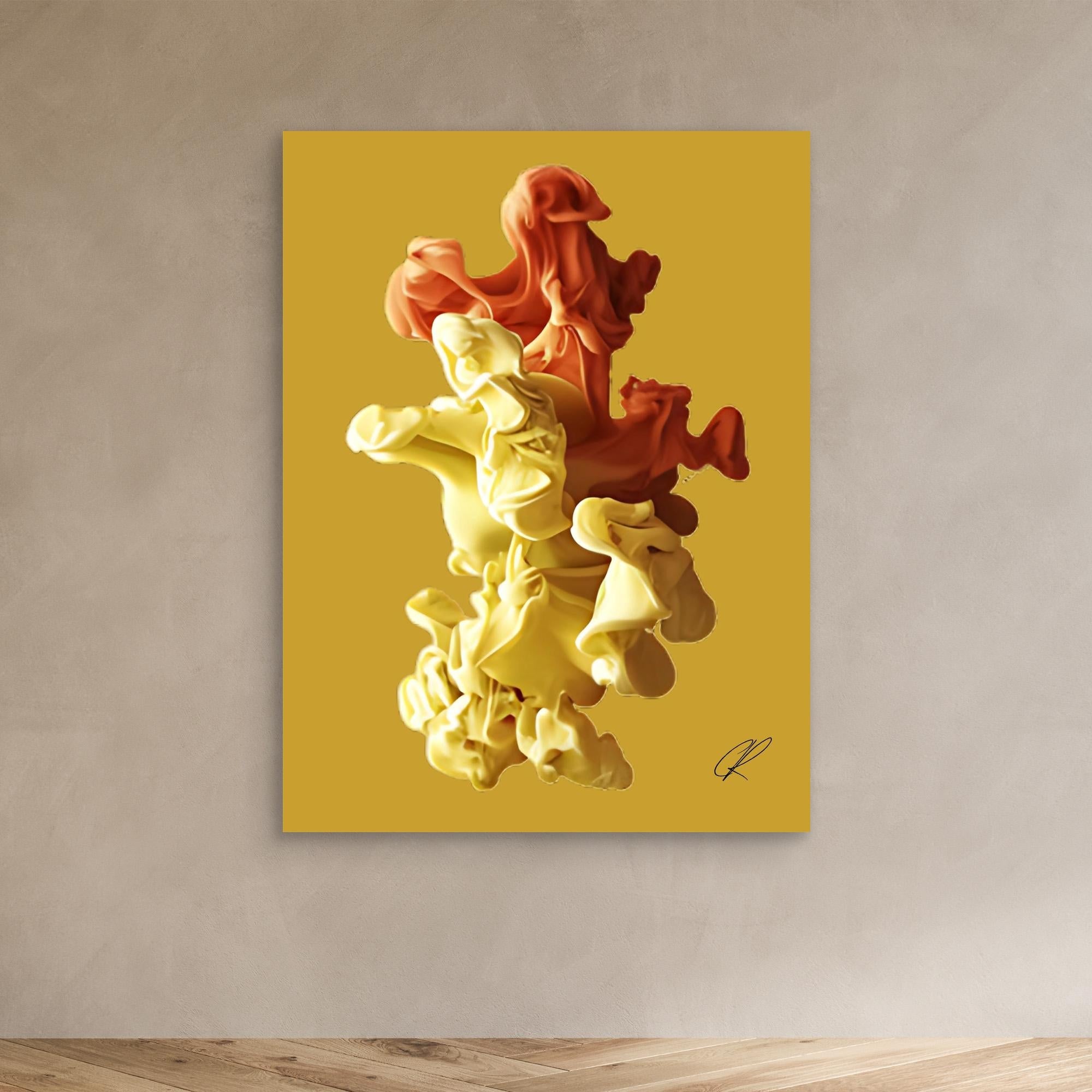 Canvas Print: Golden Ember Bloom – Contemporary Canvas Wall Art modern abstract canvas wall art by Rossetti Art – luxury interior design artwork for living room, bedroom, office – Abstract Canvas Art Creative Wall Piece Framed Canvas Artwork