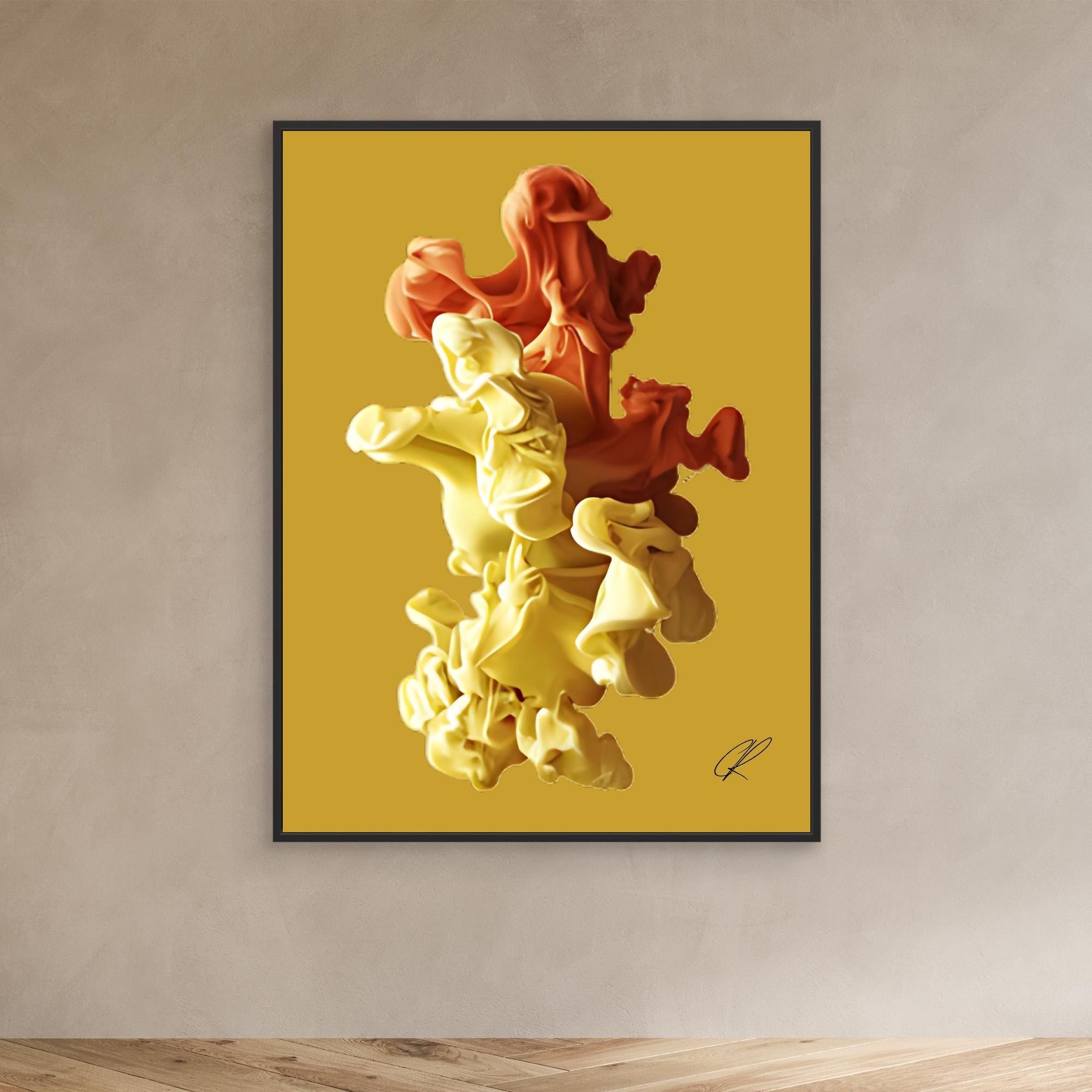 Canvas Print: Golden Ember Bloom – Contemporary Canvas Wall Art modern abstract canvas wall art by Rossetti Art – luxury interior design artwork for living room, bedroom, office – Abstract Canvas Art Creative Wall Piece Framed Canvas Artwork