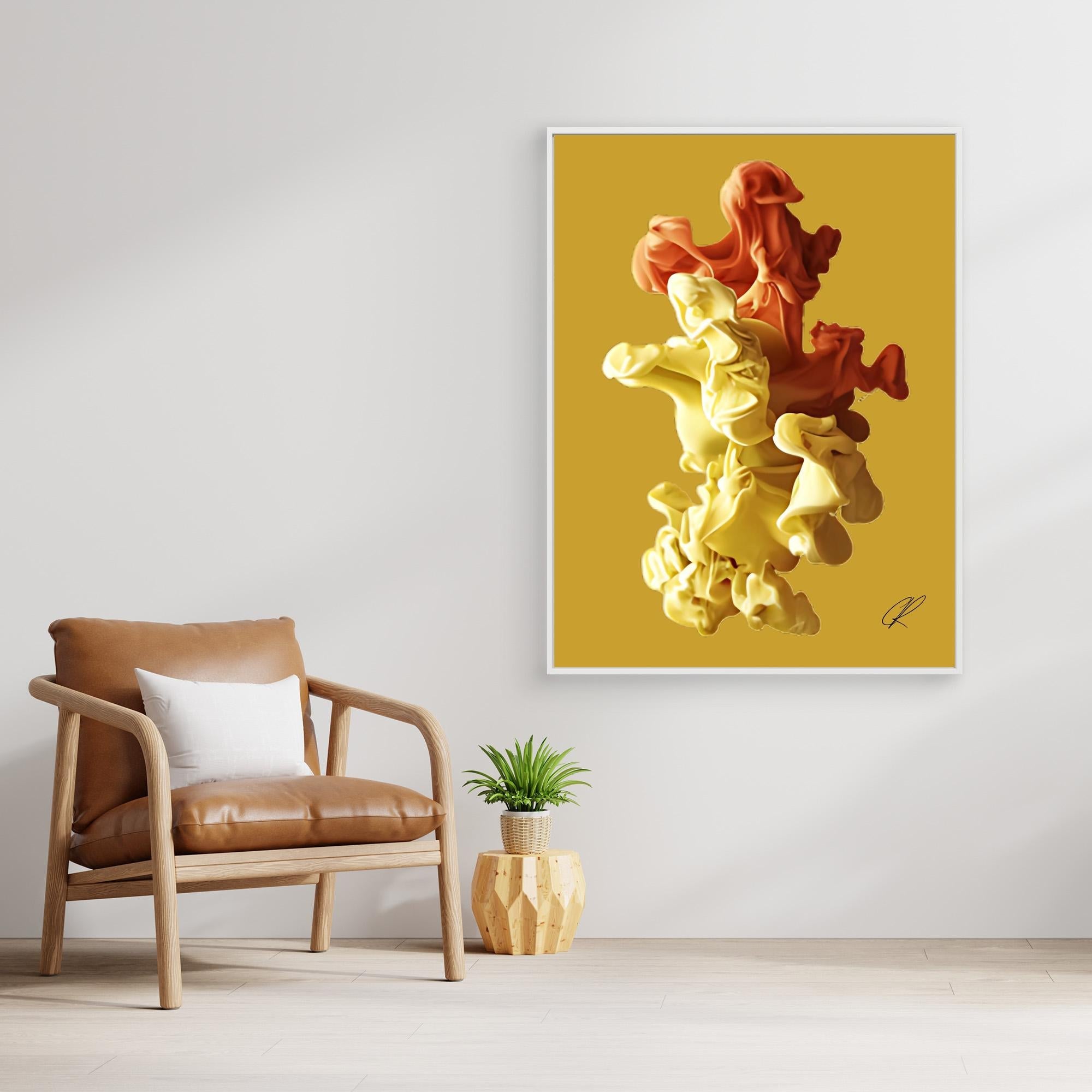 Canvas Print: Golden Ember Bloom – Contemporary Canvas Wall Art modern abstract canvas wall art by Rossetti Art – luxury interior design artwork for living room, bedroom, office – Abstract Canvas Art Creative Wall Piece Framed Canvas Artwork