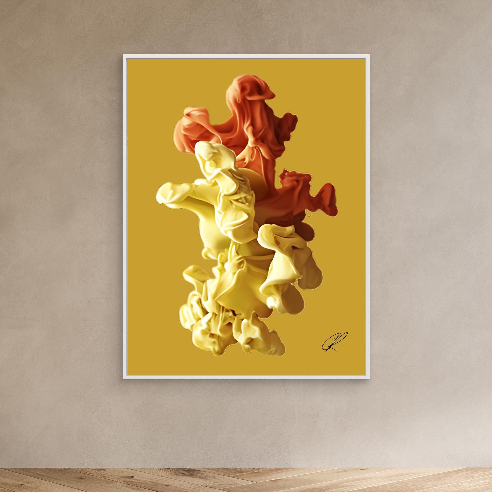 Canvas Print: Golden Ember Bloom – Contemporary Canvas Wall Art modern abstract canvas wall art by Rossetti Art – luxury interior design artwork for living room, bedroom, office – Abstract Canvas Art Creative Wall Piece Framed Canvas Artwork