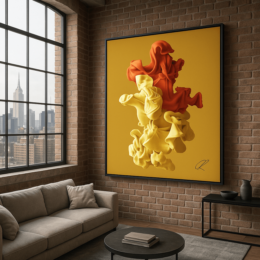 Canvas Print: Golden Ember Bloom – Contemporary Canvas Wall Art modern abstract canvas wall art by Rossetti Art – luxury interior design artwork for living room, bedroom, office – Abstract Canvas Art Creative Wall Piece Framed Canvas Artwork
