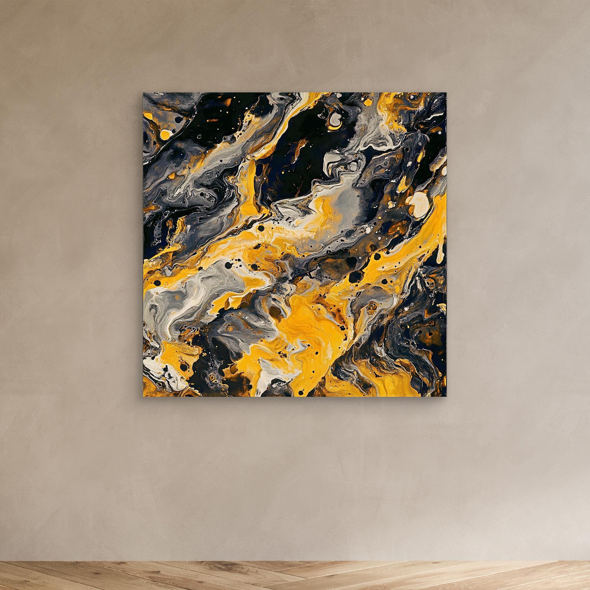 Canvas Print: "Golden Fluid Chaos" - Abstract Art Wall Decor - Chiara Rossetti