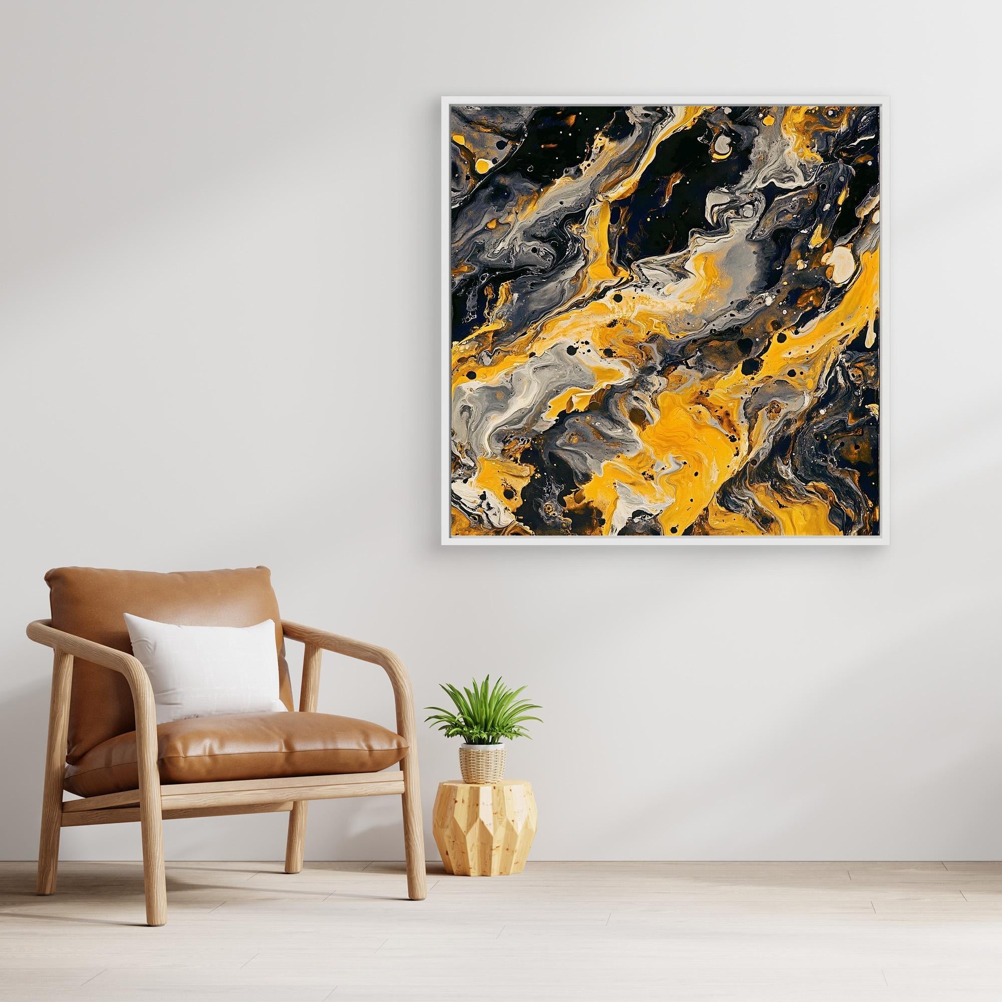 Canvas Print: "Golden Fluid Chaos" - Abstract Art Wall Decor - Chiara Rossetti