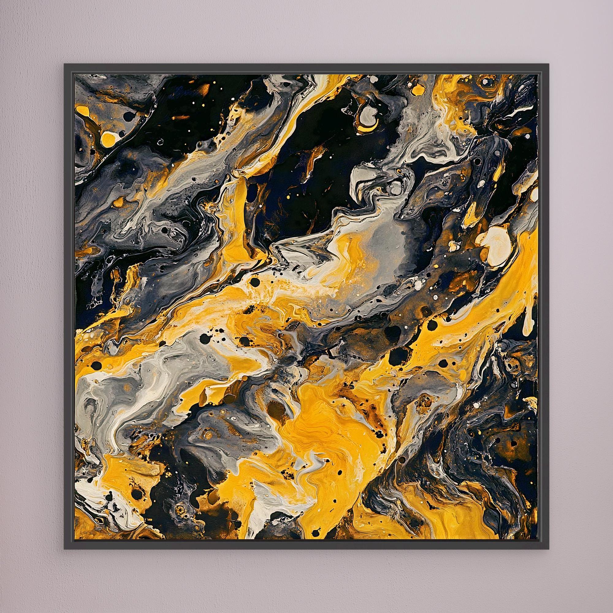 Canvas Print: "Golden Fluid Chaos" - Abstract Art Wall Decor - Chiara Rossetti