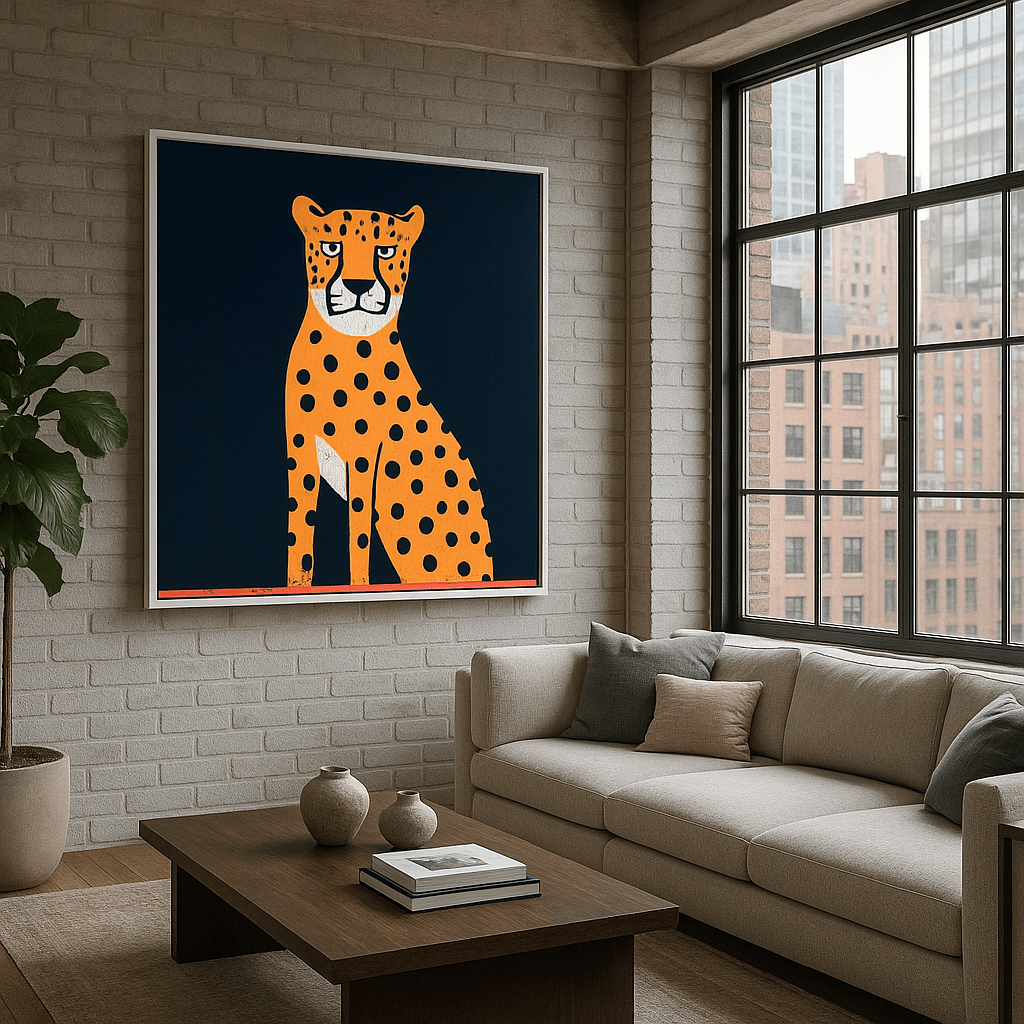 Canvas Print : "Golden Grace" - Cheetah Wall Art modern abstract canvas wall art by Rossetti Art – luxury interior design artwork for living room, bedroom, office – contemporary art piece Contemporary Canvas Art Contemporary canvas print