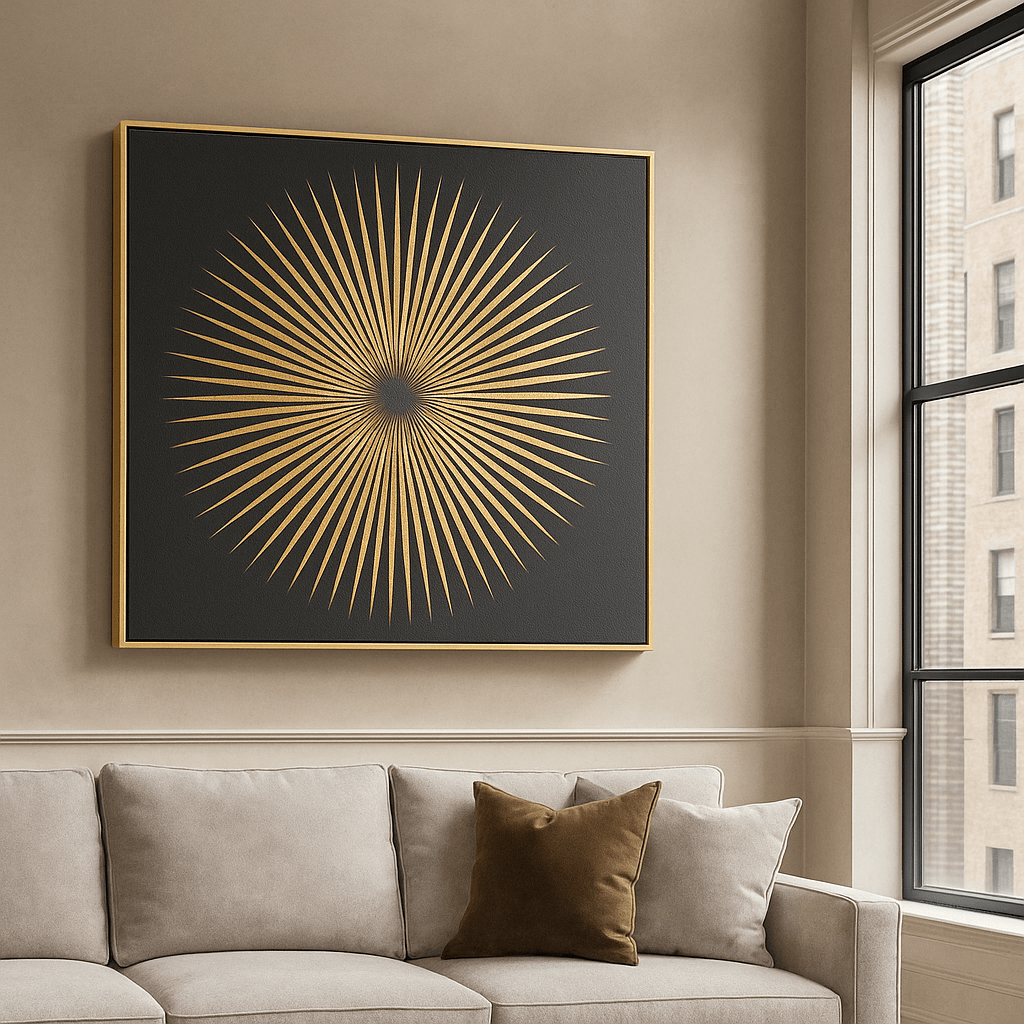 Canvas Print: Golden Radiance – Luxury Geometric Canvas Print | Modern Abstract Wall Art for Elegant Interiors modern abstract canvas wall art by Rossetti Art – luxury interior design artwork for living room, bedroom, office – abstractnew canvas print art Chiara Rossetti