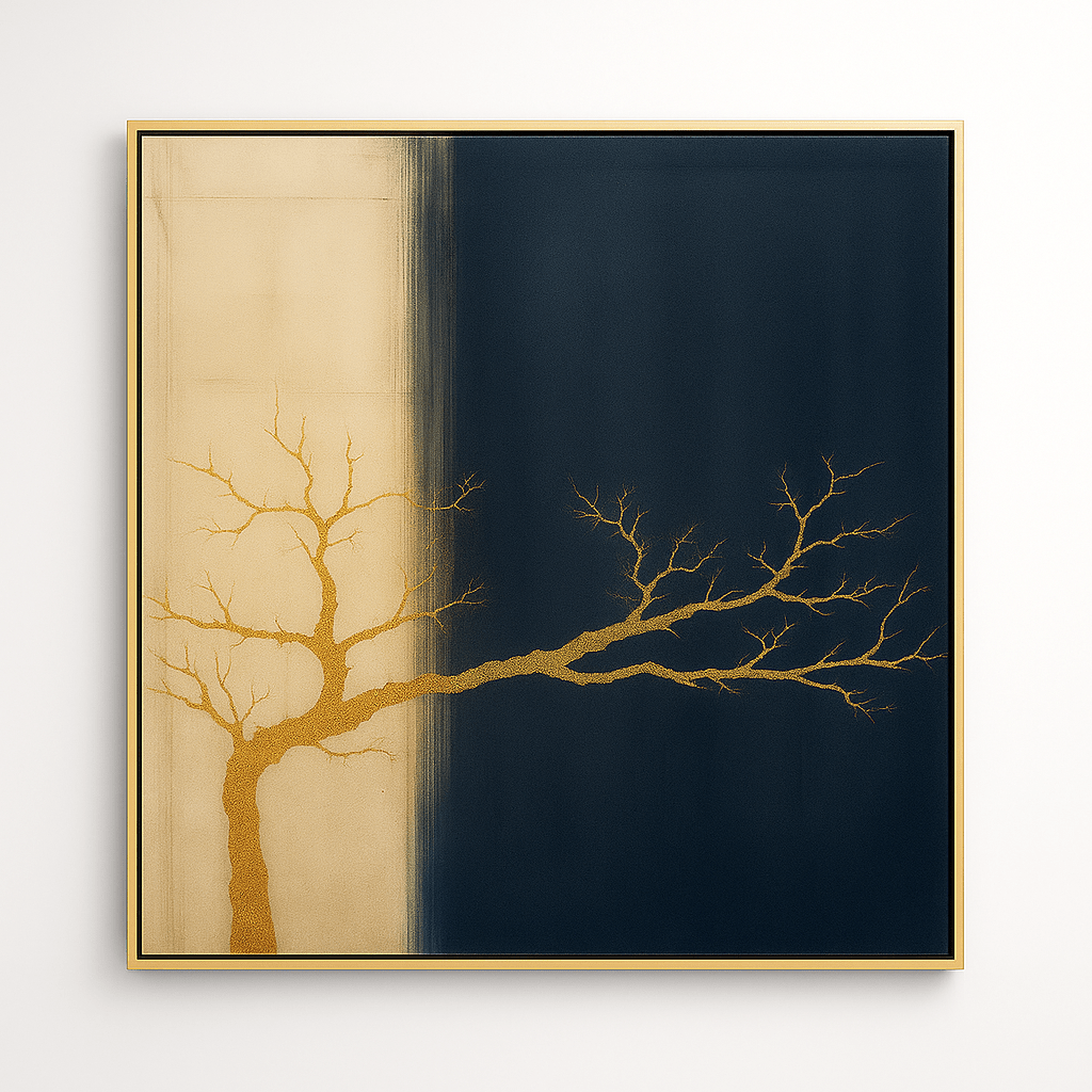 Canvas Print: Golden Tree – Minimalist Abstract Canvas Print | Luxury Wall Art by Chiara Rossetti modern abstract canvas wall art by Rossetti Art – luxury interior design artwork for living room, bedroom, office – abstract wall art canvas print art Chiara Rossetti