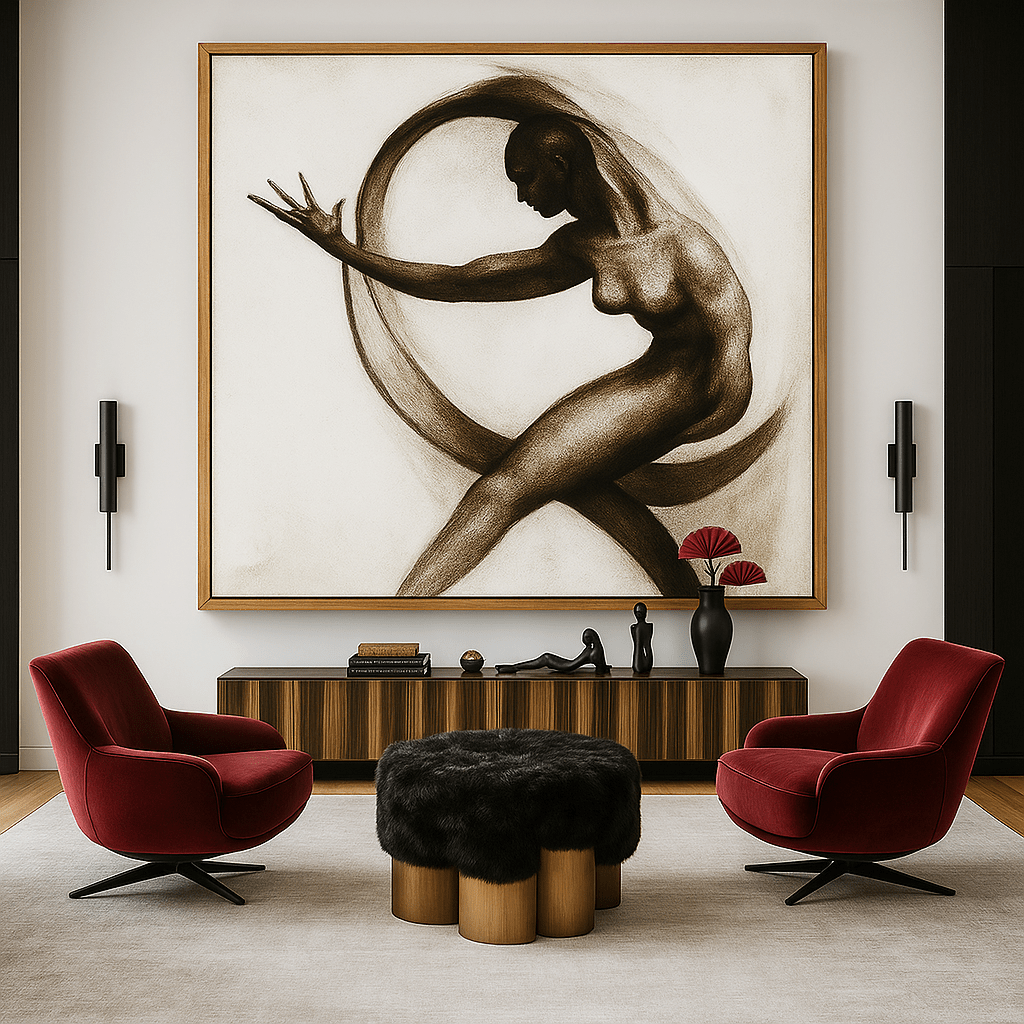 Canvas Print: Grace in Motion – Abstract Female Form modern abstract canvas wall art by Rossetti Art – luxury interior design artwork for living room, bedroom, office – Contemporary Art for Sale contemporary art piece Contemporary art print