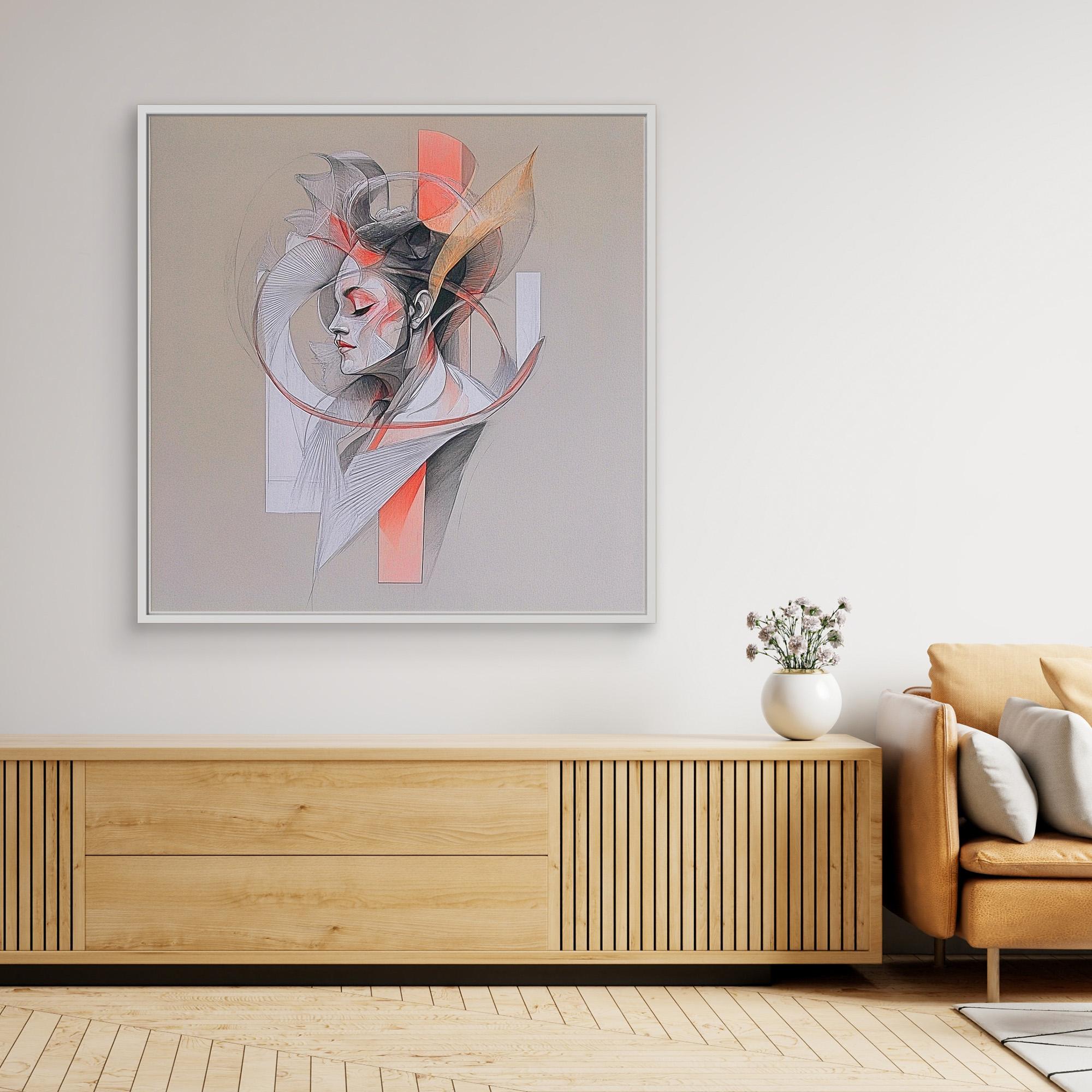 Canvas Print : Grace in Motion - Contemporary Abstract Portrait modern abstract canvas wall art by Rossetti Art – luxury interior design artwork for living room, bedroom, office – Feminine Abstract Art Minimalist Artwork Modern Wall Decor