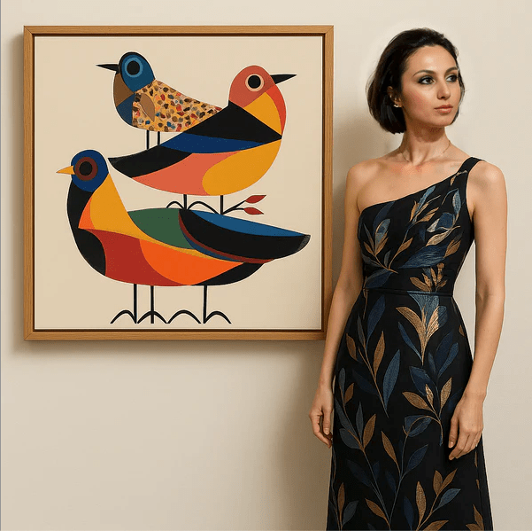 Canvas Print : "Harmony in Flight" - Bird Art Print modern abstract canvas wall art by Rossetti Art – luxury interior design artwork for living room, bedroom, office – contemporary art piece Contemporary Canvas Art Contemporary canvas print
