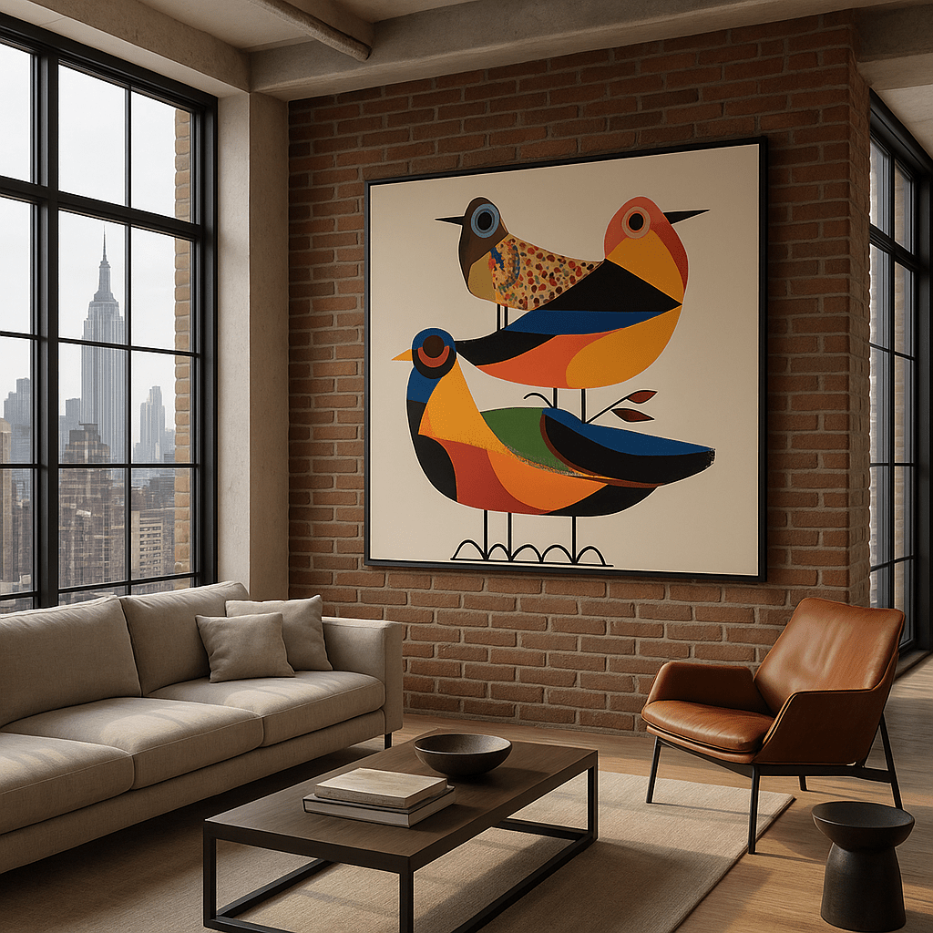 Canvas Print : "Harmony in Flight" - Bird Art Print modern abstract canvas wall art by Rossetti Art – luxury interior design artwork for living room, bedroom, office – contemporary art piece Contemporary Canvas Art Contemporary canvas print
