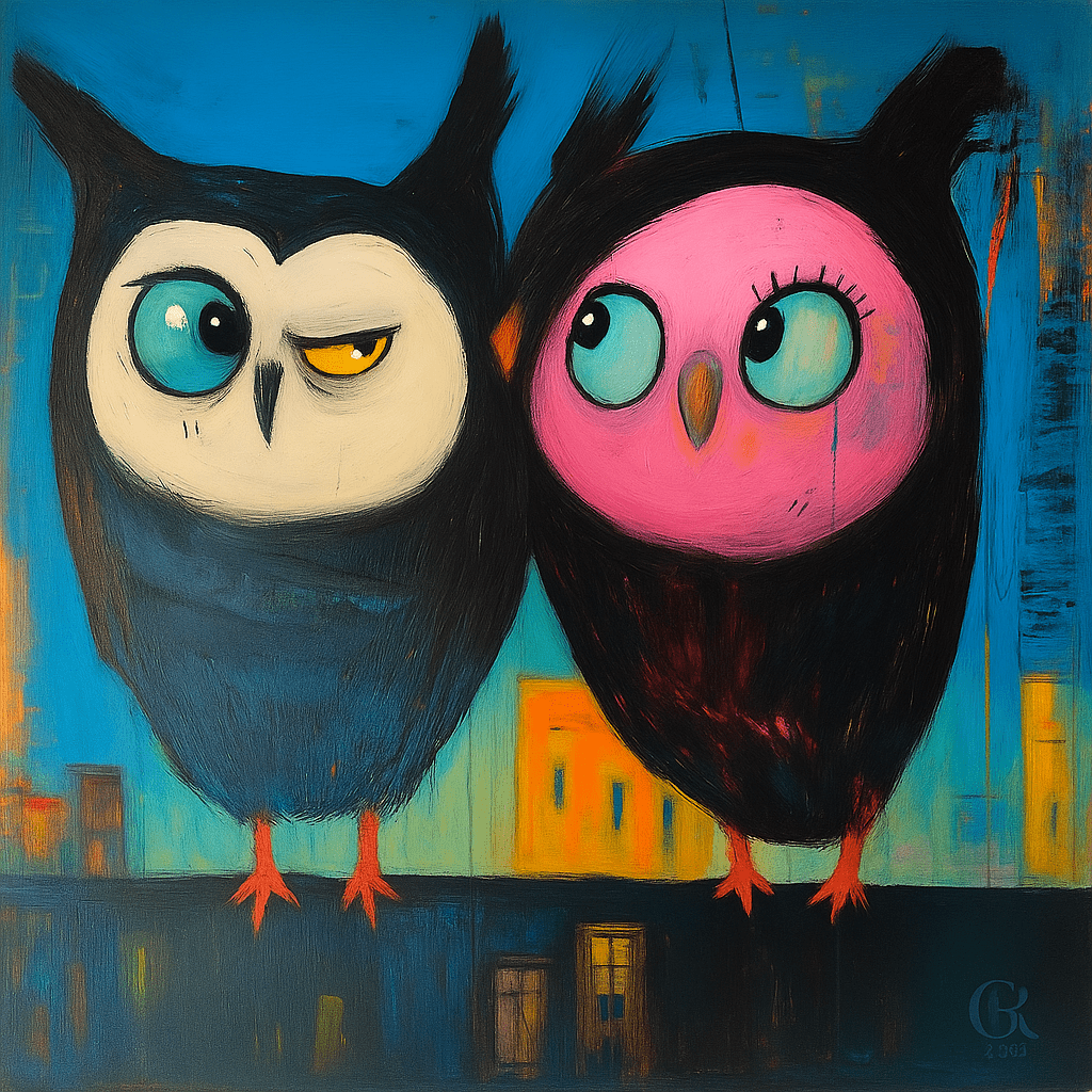 Canvas Print : "Hoots of Love"- Owl art for kids | Rossetti Art