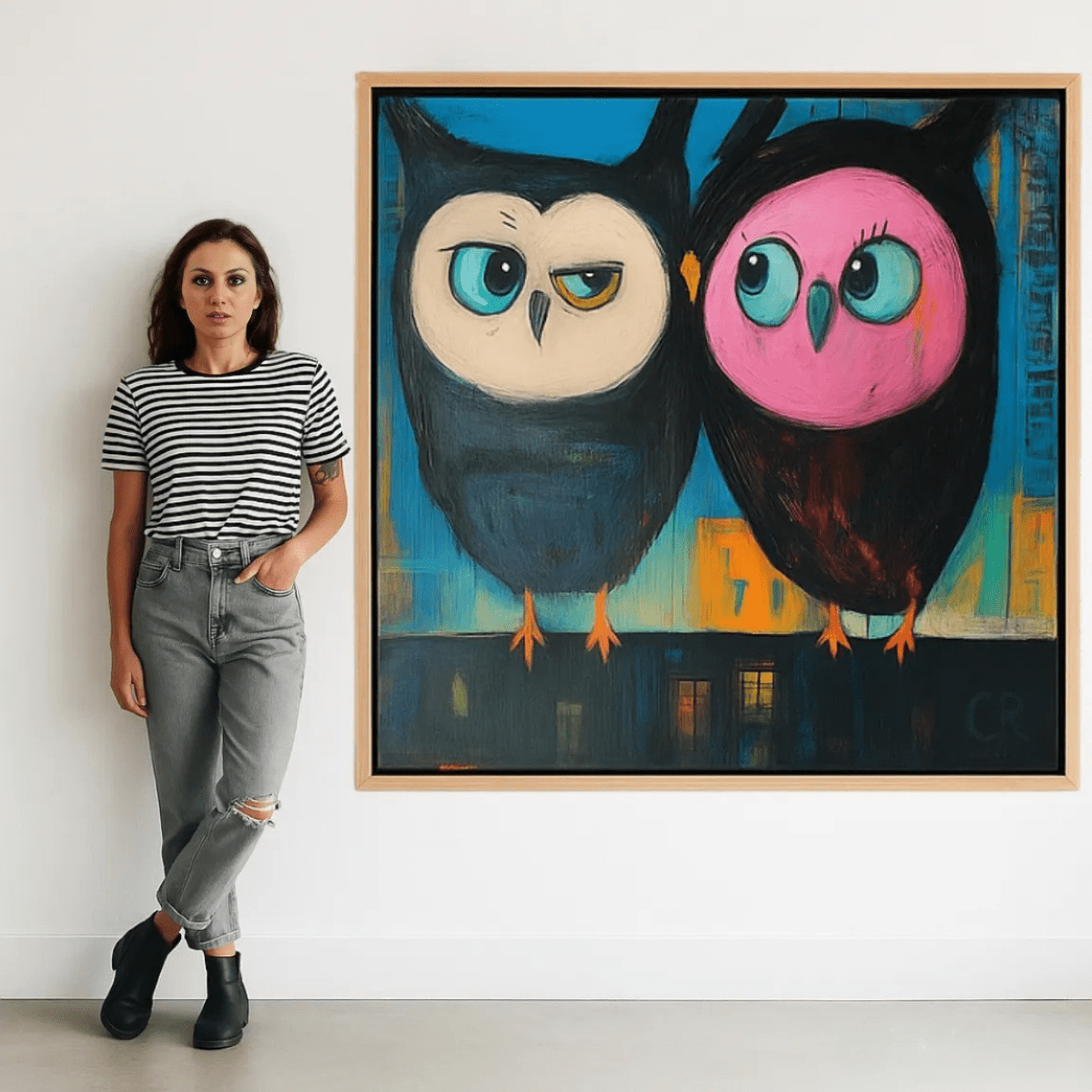 Canvas Print : "Hoots of Love" - Owl art for kids - Chiara Rossetti