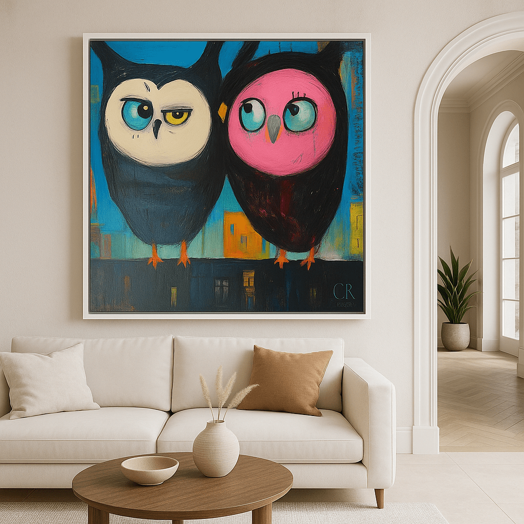 Canvas Print : "Hoots of Love"- Owl art for kids | Rossetti Art