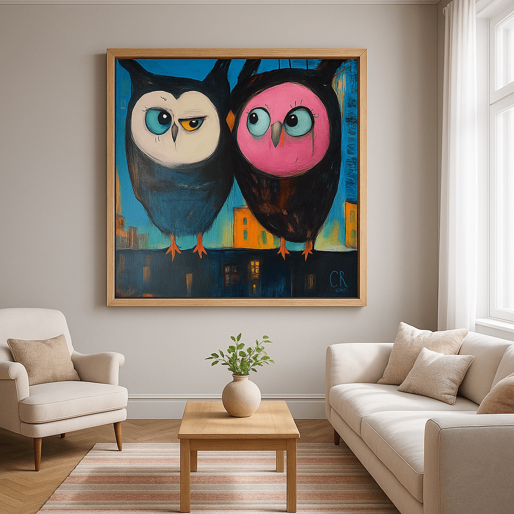 Canvas Print : "Hoots of Love"- Owl art for kids | Rossetti Art