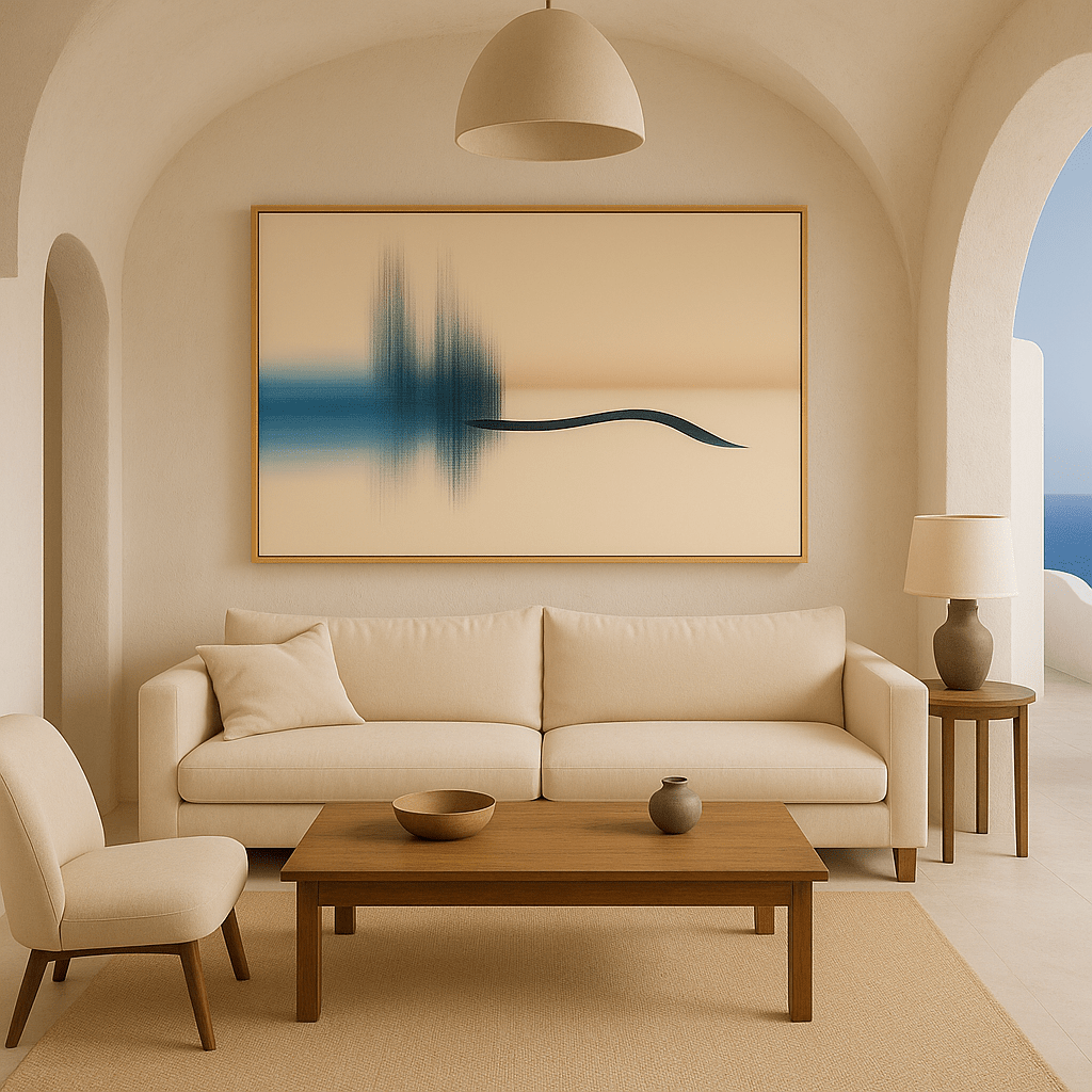 Blue and Black Abstract Wall Art Canvas Print: Horizon Flow