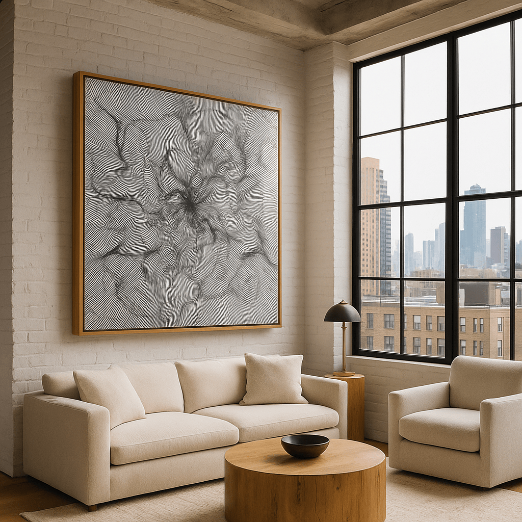 Canvas Print : "Hypnotic Chaos" – Black Canvas Line Art - Chiara Rossetti