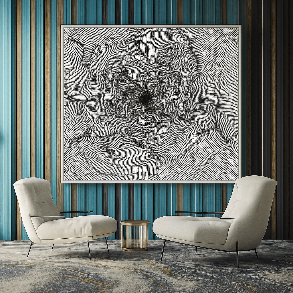 Canvas Print : "Hypnotic Chaos" – Black Canvas Line Art | Rossetti Art