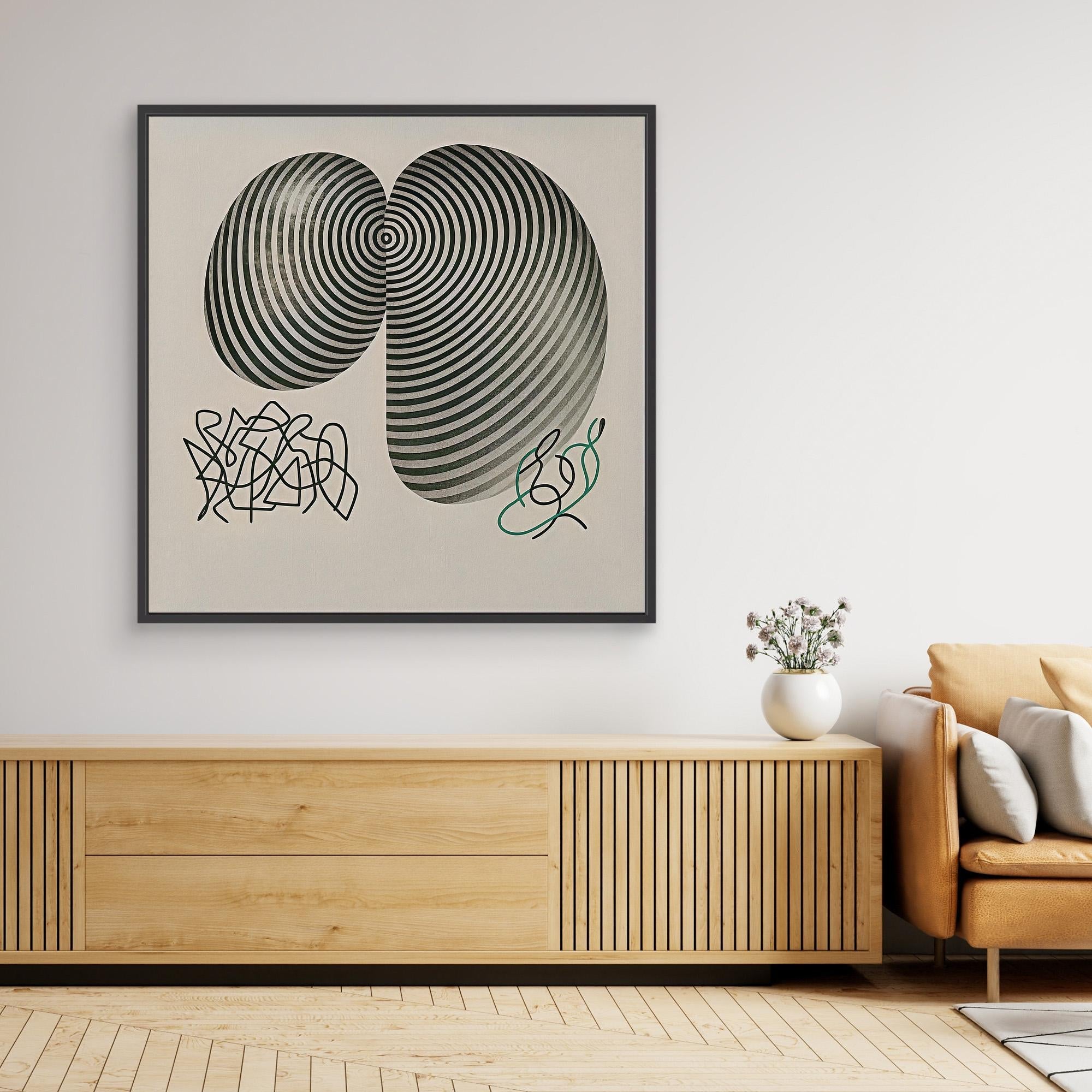 Canvas Print: Hypnotic Duality – Abstract Minimalist Art Prints modern abstract canvas wall art by Rossetti Art – luxury interior design artwork for living room, bedroom, office – Geometric Wall Art Hypnotic Duality Print Modern Minimalist Art