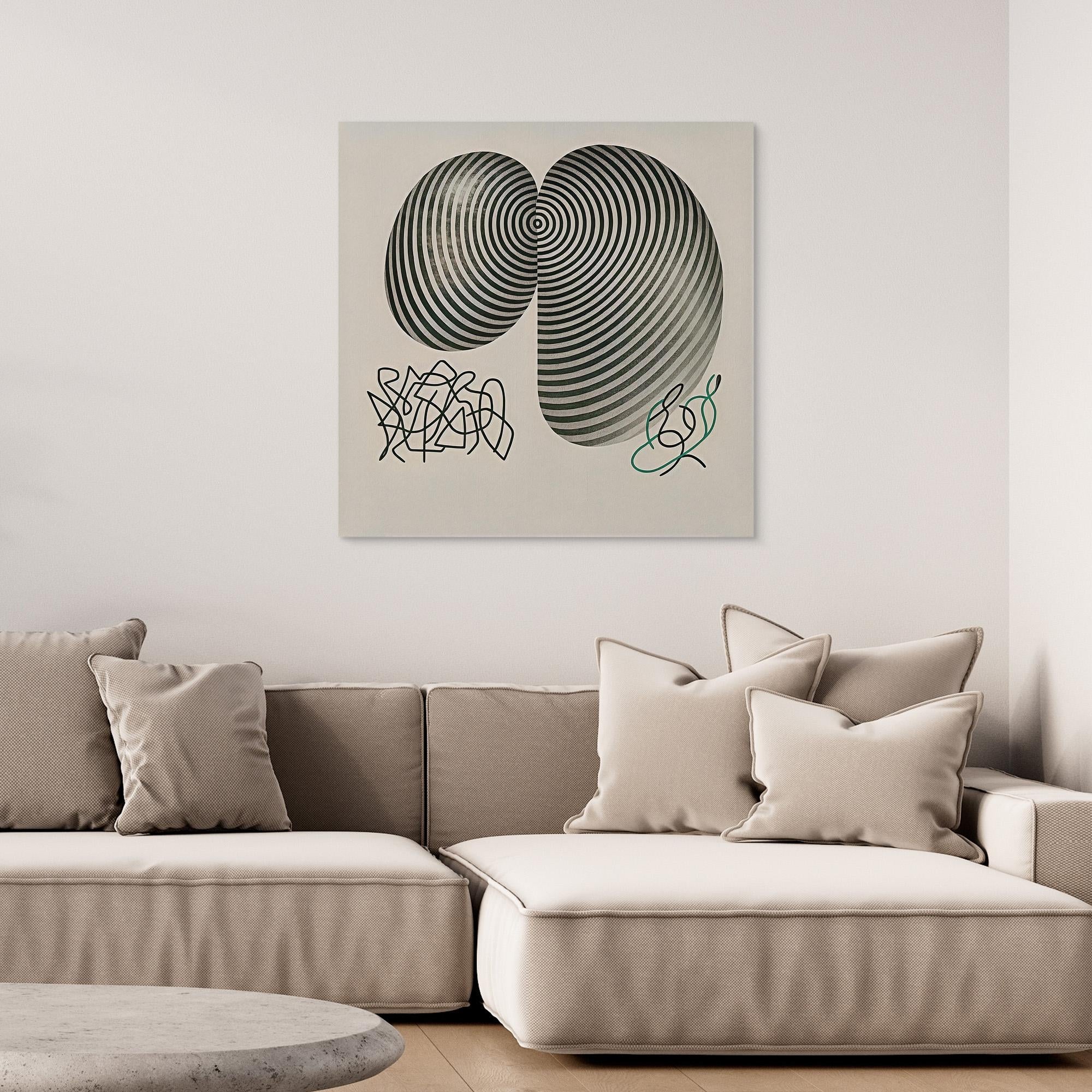 Canvas Print: Hypnotic Duality – Abstract Minimalist Art Prints modern abstract canvas wall art by Rossetti Art – luxury interior design artwork for living room, bedroom, office – Geometric Wall Art Hypnotic Duality Print Modern Minimalist Art