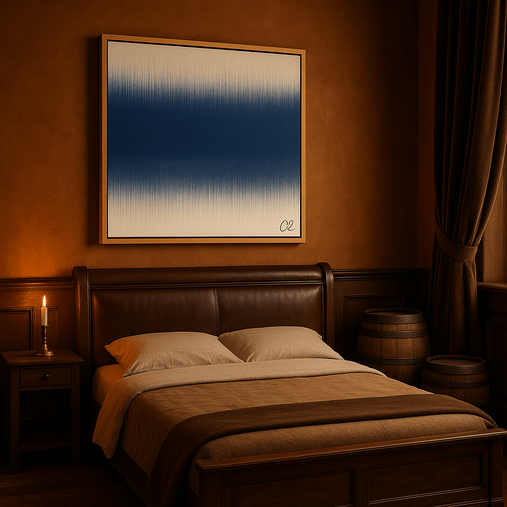 Canvas Print: Indigo Fade – Minimalist Gradient Wall Art in Blue & Cream modern abstract canvas wall art by Rossetti Art – luxury interior design artwork for living room, bedroom, office – Bold and Dynamic Artistic Home Accent Colorful Statement Wall Art Contemporary Grid Art