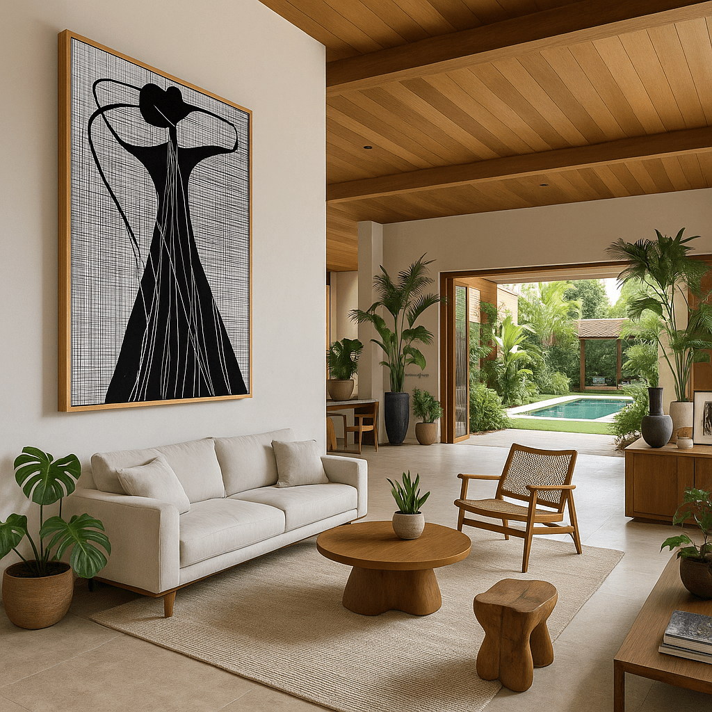 Canvas Print : Infinite Motion - Contemporary Abstract Line Art Print | Minimalist Black & White Wall Art modern abstract canvas wall art by Rossetti Art – luxury interior design artwork for living room, bedroom, office – black and white feminine canvas Contemporary Art for Sale contemporary art piece