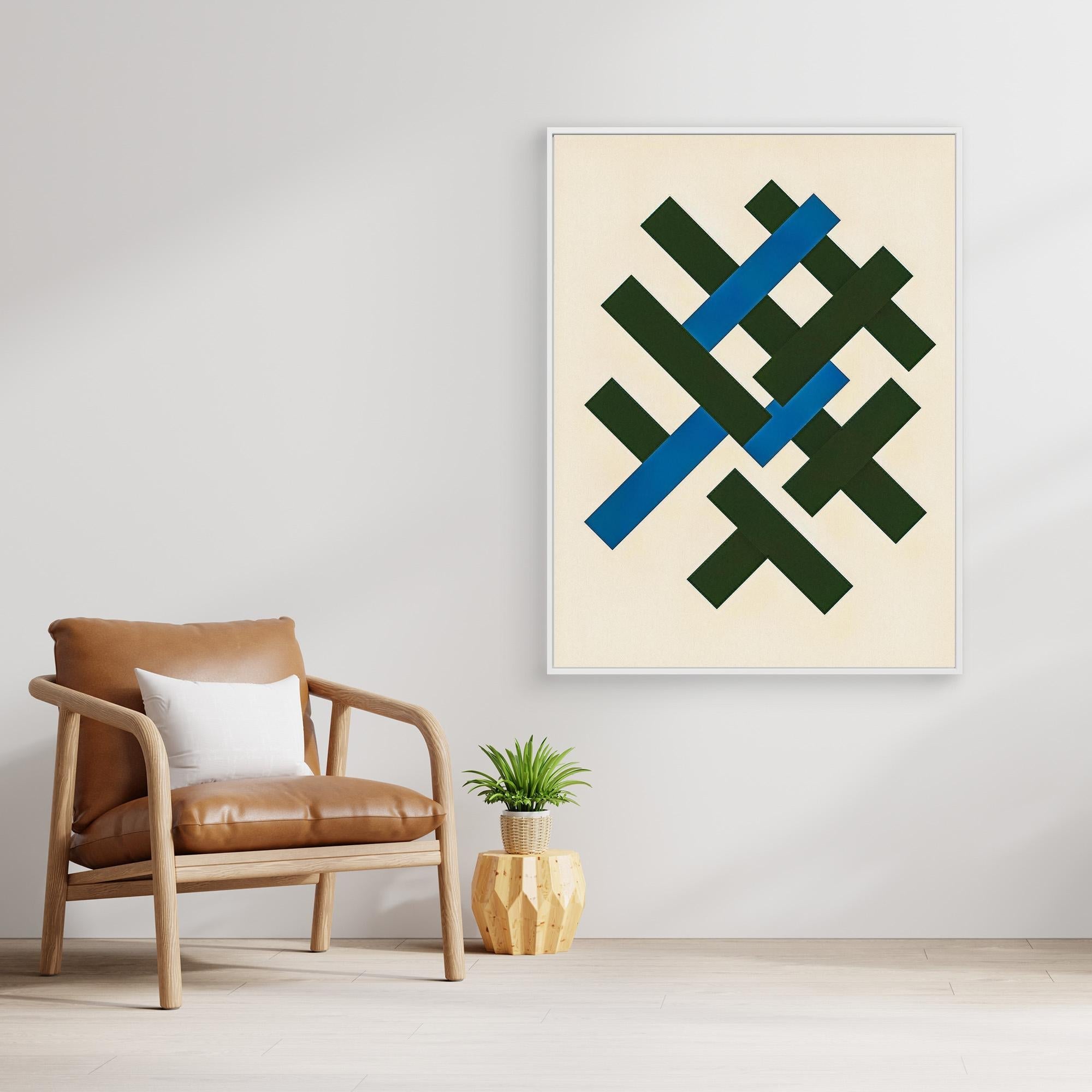 Canvas Print: “Interlock Structure” – Minimalist Geometric Line Art modern abstract canvas wall art by Rossetti Art – luxury interior design artwork for living room, bedroom, office – Contemporary Art for Sale Contemporary Canvas Art Contemporary canvas print