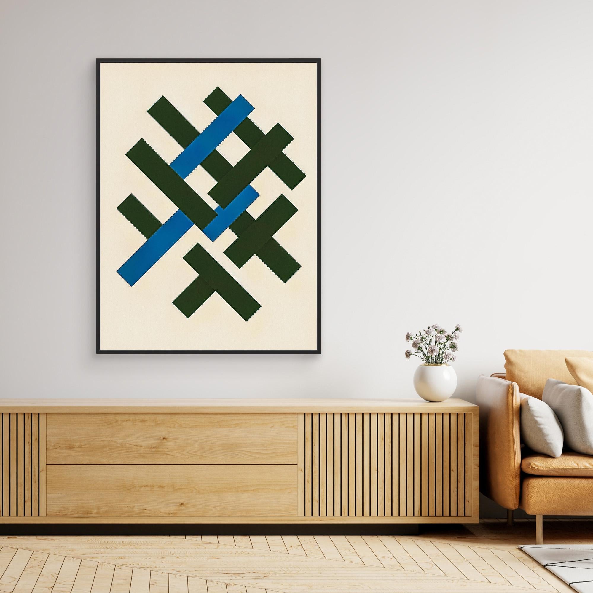 Canvas Print: “Interlock Structure” – Minimalist Geometric Line Art modern abstract canvas wall art by Rossetti Art – luxury interior design artwork for living room, bedroom, office – Contemporary Art for Sale Contemporary Canvas Art Contemporary canvas print