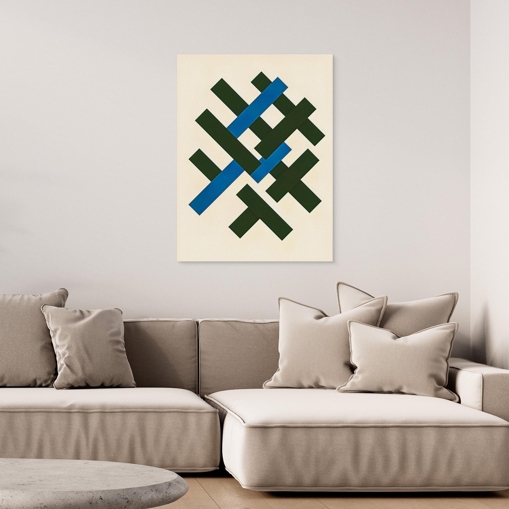 Canvas Print: “Interlock Structure” – Minimalist Geometric Line Art modern abstract canvas wall art by Rossetti Art – luxury interior design artwork for living room, bedroom, office – Contemporary Art for Sale Contemporary Canvas Art Contemporary canvas print