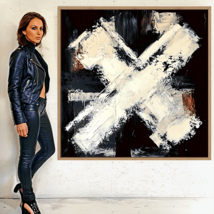 Canvas Print : "Intersection of Contrast" - Brushstroke Abstract Wall Art - Chiara Rossetti