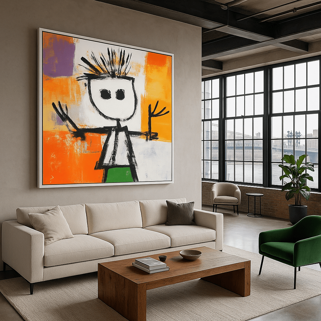 Canvas Print : "Joyful Scribbles" - Whimsical Figure Abstract Art Print modern abstract canvas wall art by Rossetti Art – luxury interior design artwork for living room, bedroom, office – contemporary art piece Contemporary Canvas Art Contemporary canvas print