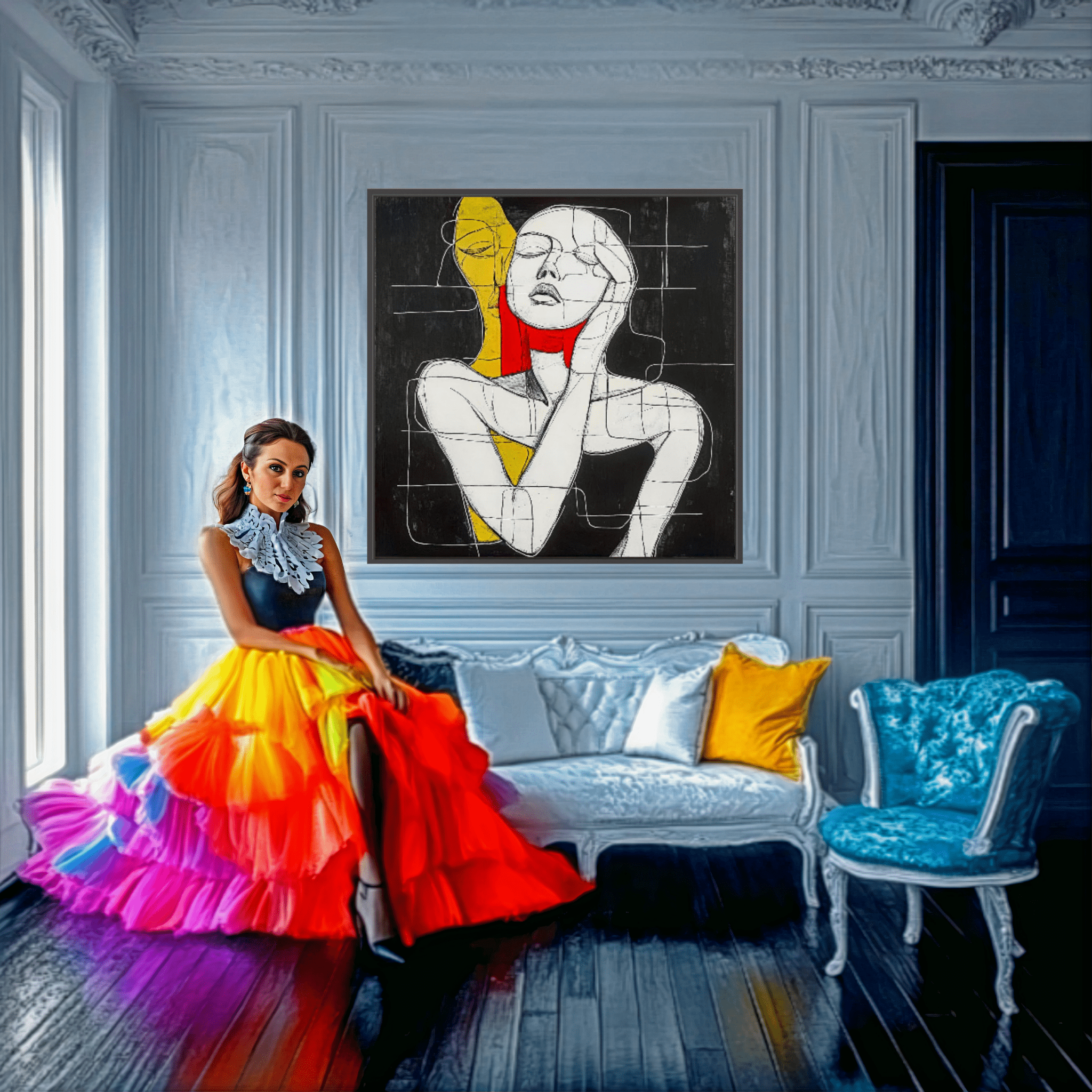 Canvas Print: "Layers of Self" - Modern Abstract Figurative Wall Art modern abstract canvas wall art by Rossetti Art – luxury interior design artwork for living room, bedroom, office – Abstract Canvas Print Abstract Canvas Prints canvas print for walls