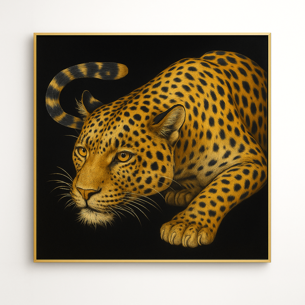 Canvas Print : Leopard in Motion – Leopard Canvas Wall Art modern abstract canvas wall art by Rossetti Art – luxury interior design artwork for living room, bedroom, office – african leopard wall hanging big cat animal art canvas Contemporary Art for Sale