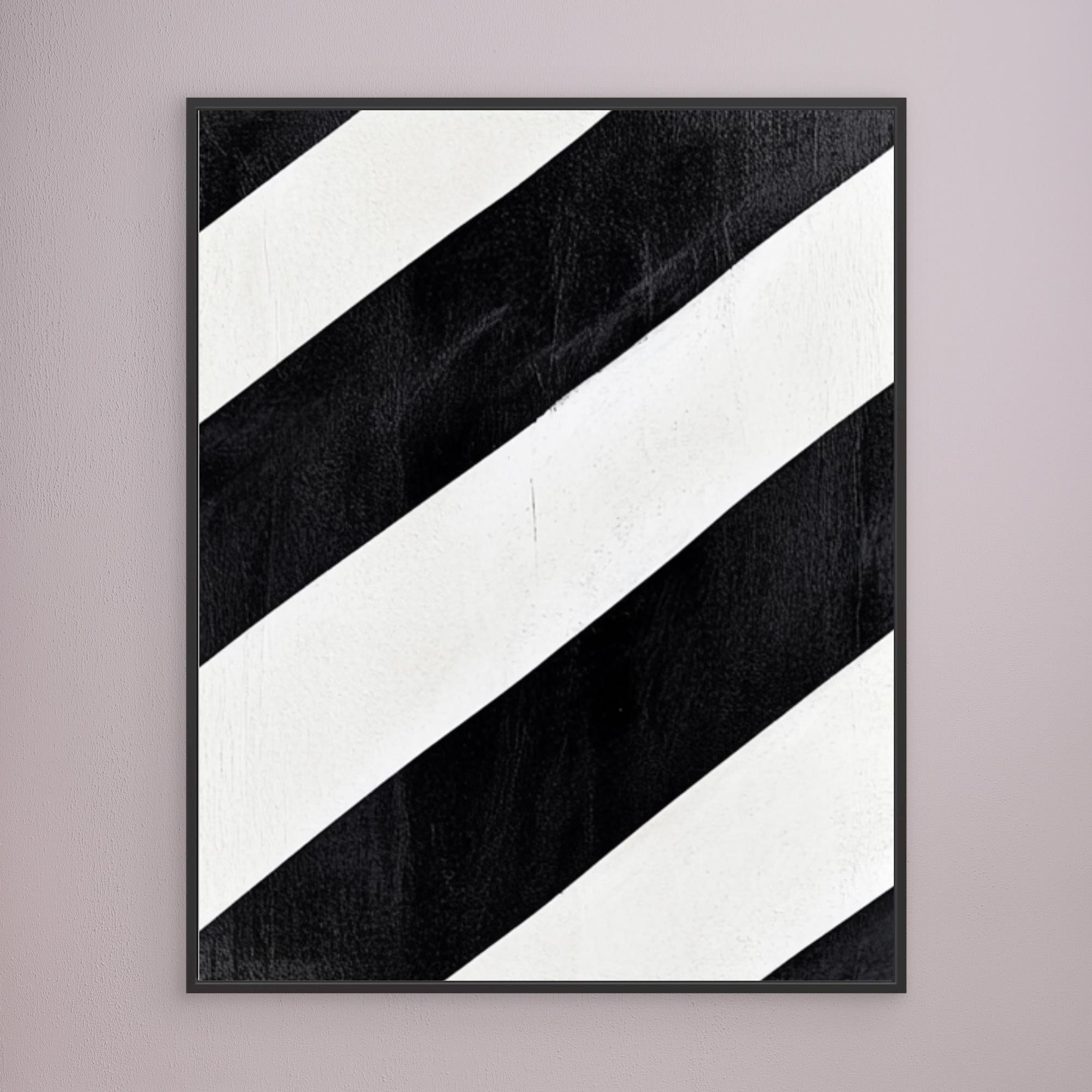Canvas Print: Linear Pulse II– Black & White Minimalist Abstract Art modern abstract canvas wall art by Rossetti Art – luxury interior design artwork for living room, bedroom, office – Architectural Wall Art Bold Minimalist Design Modern Monochrome Decor