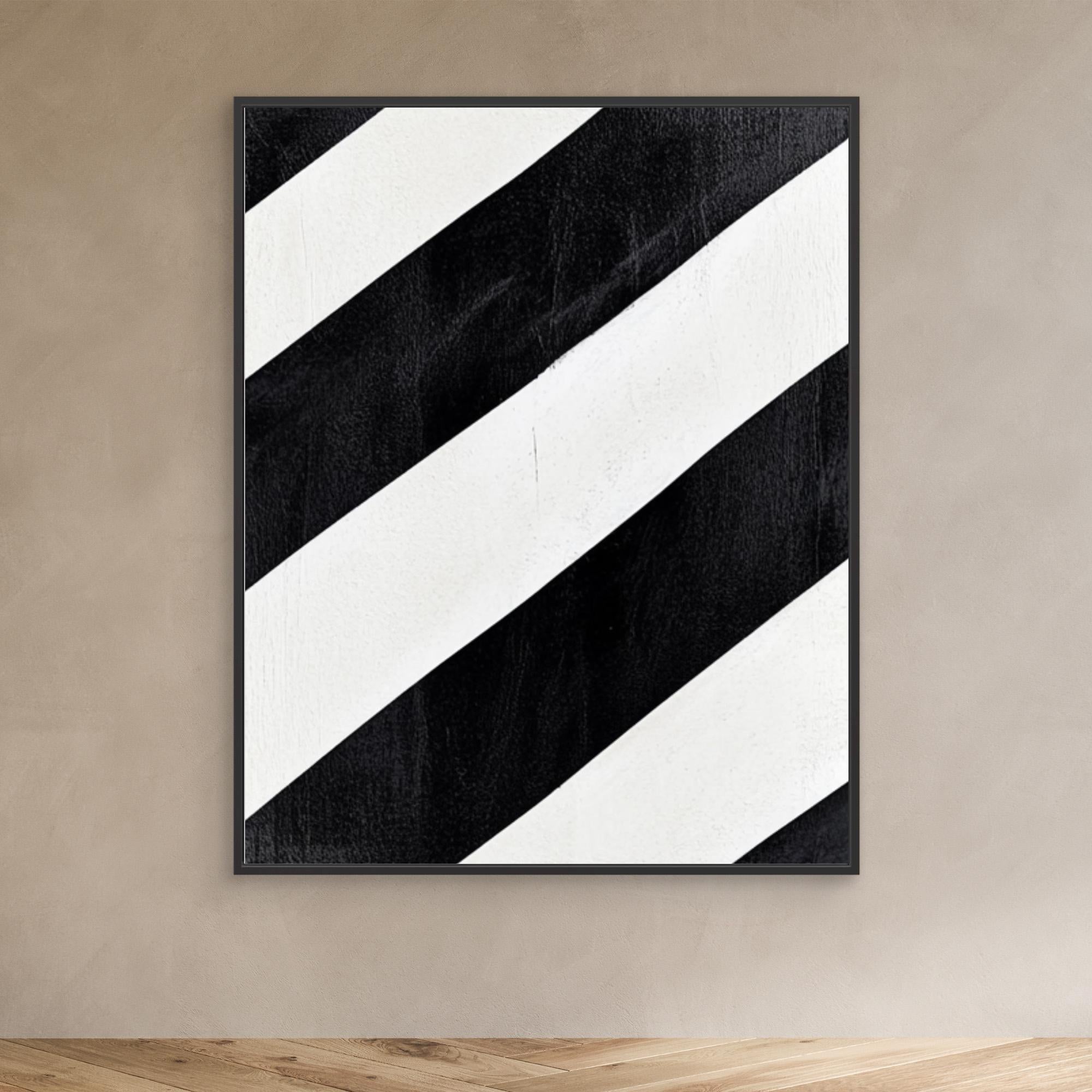 Canvas Print: Linear Pulse II– Black & White Minimalist Abstract Art modern abstract canvas wall art by Rossetti Art – luxury interior design artwork for living room, bedroom, office – Architectural Wall Art Bold Minimalist Design Modern Monochrome Decor