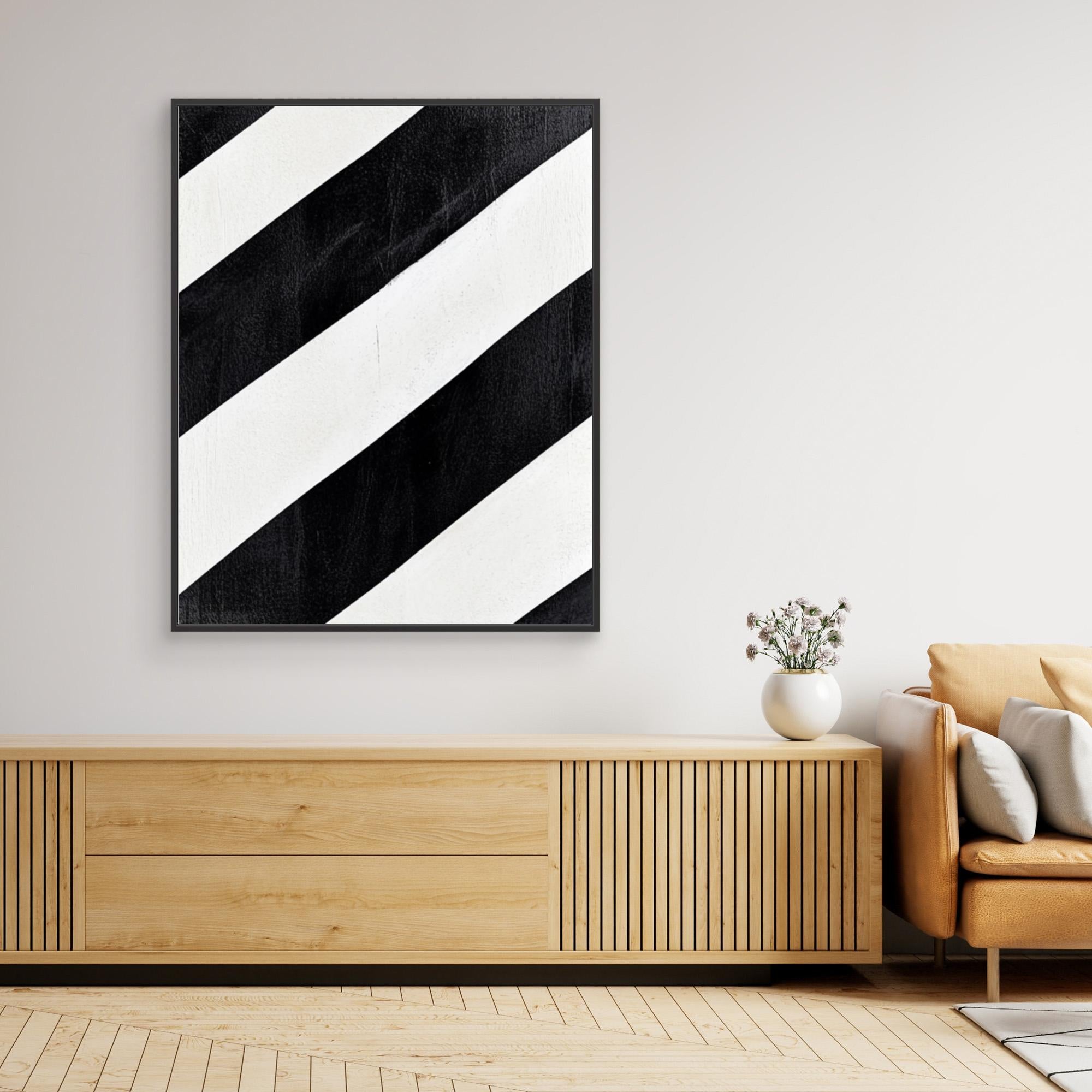 Canvas Print: Linear Pulse II– Black & White Minimalist Abstract Art modern abstract canvas wall art by Rossetti Art – luxury interior design artwork for living room, bedroom, office – Architectural Wall Art Bold Minimalist Design Modern Monochrome Decor