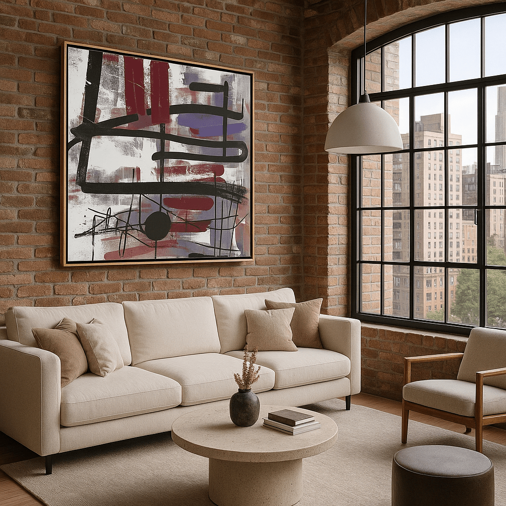 Canvas Print : "Linear Rhythm" - Abstract Expressionist Wall Art modern abstract canvas wall art by Rossetti Art – luxury interior design artwork for living room, bedroom, office – Minimalist abstract art Minimalist Abstract Canvas Art Minimalist Art for Sale