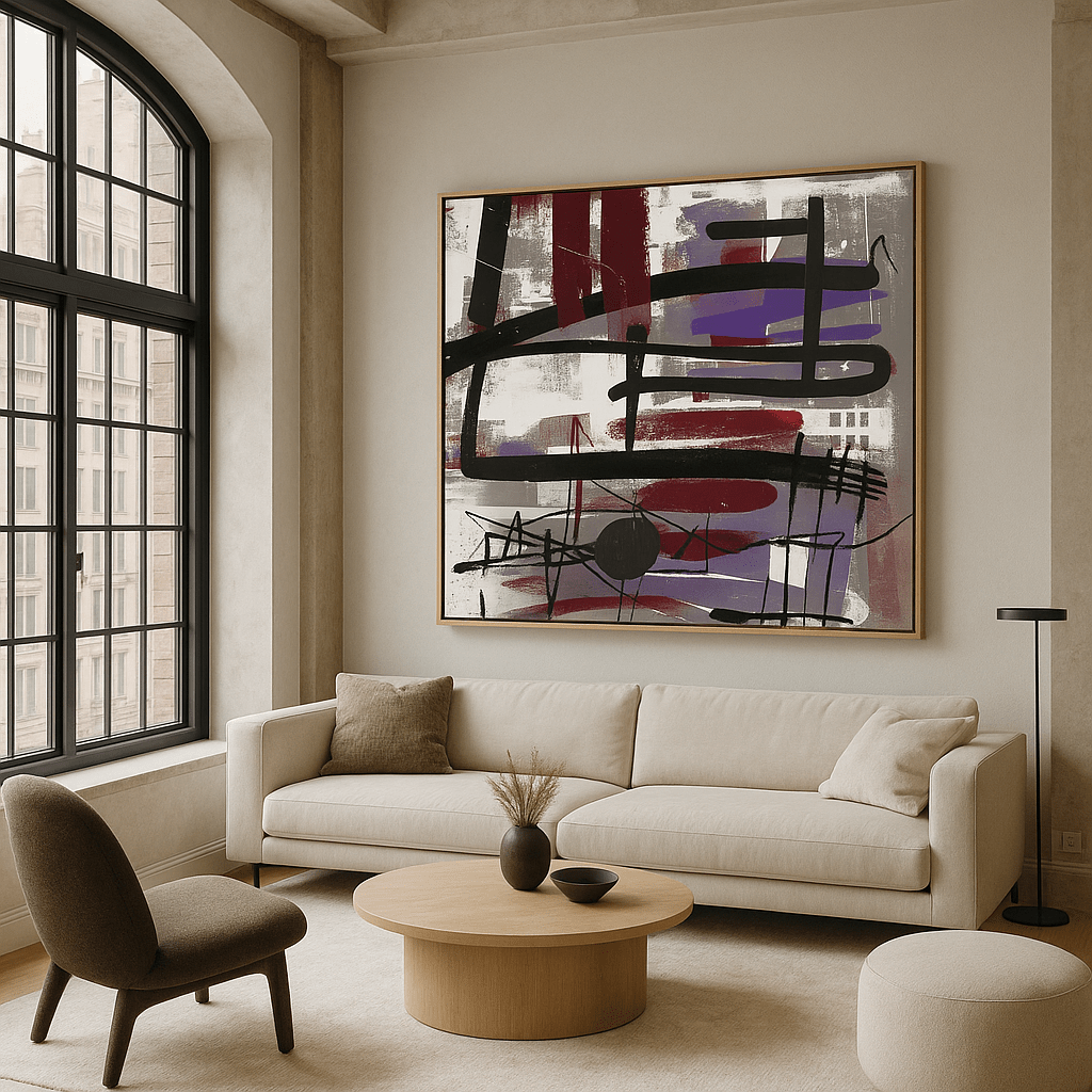 Canvas Print : "Linear Rhythm" - Abstract Expressionist Wall Art modern abstract canvas wall art by Rossetti Art – luxury interior design artwork for living room, bedroom, office – Minimalist abstract art Minimalist Abstract Canvas Art Minimalist Art for Sale