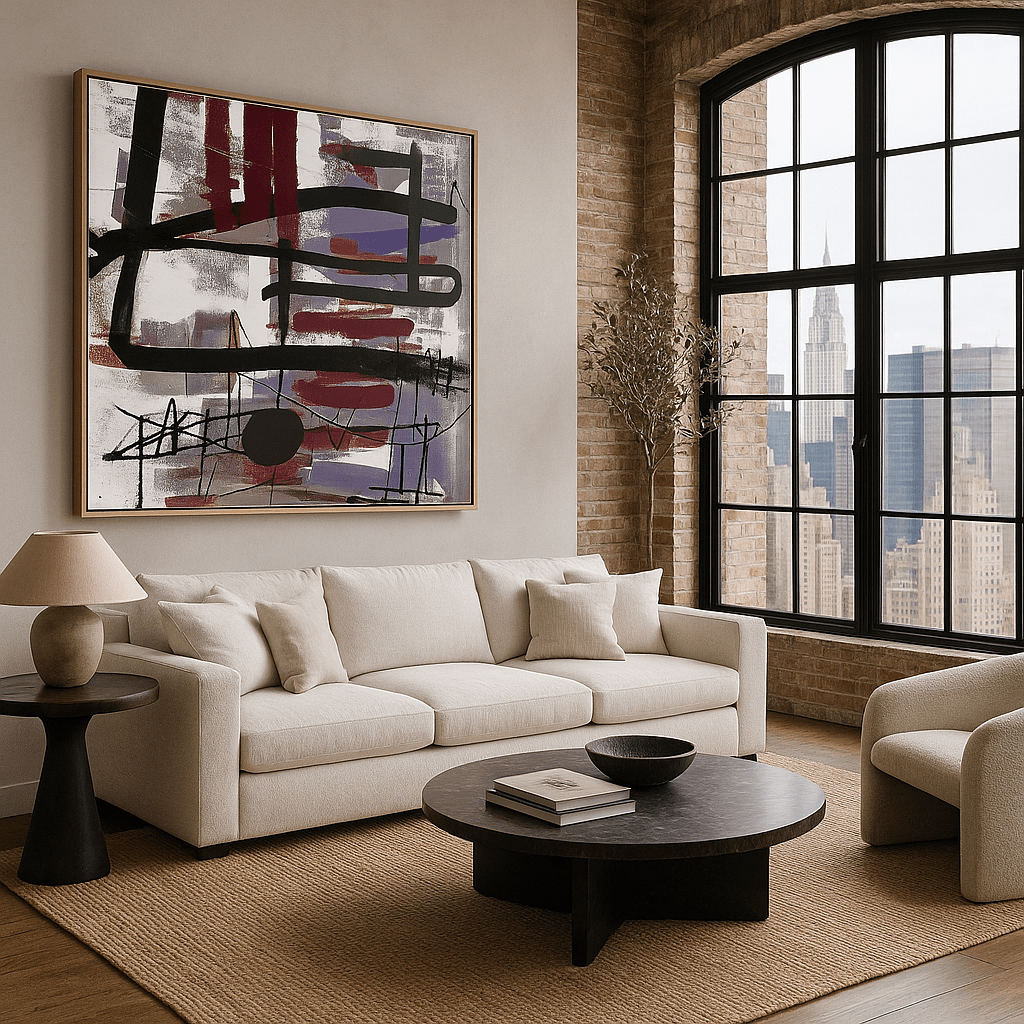 Canvas Print : "Linear Rhythm" - Abstract Expressionist Wall Art modern abstract canvas wall art by Rossetti Art – luxury interior design artwork for living room, bedroom, office – Minimalist abstract art Minimalist Abstract Canvas Art Minimalist Art for Sale